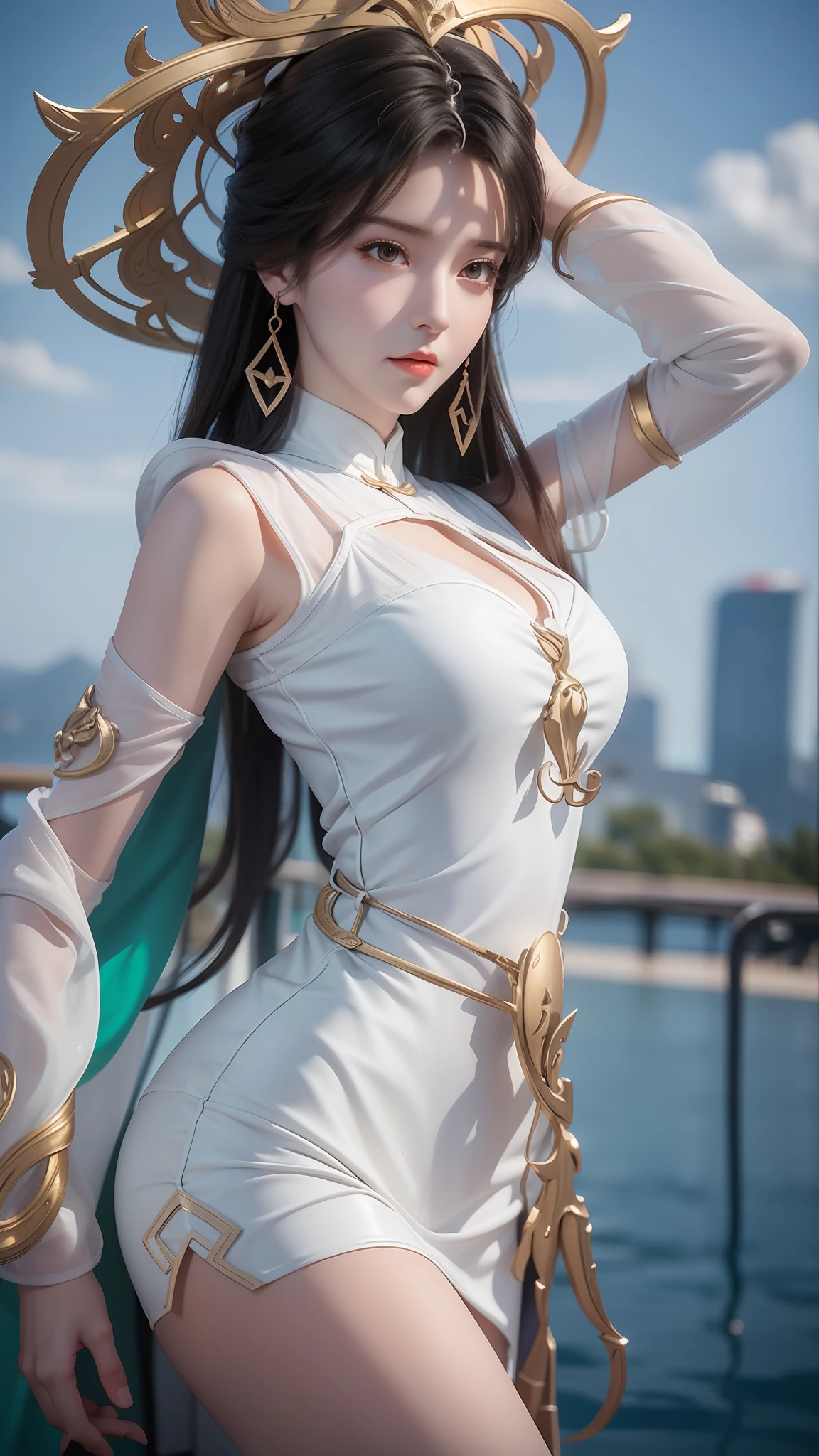 Close-up of a woman in a short skirt standing on a boat, Extremely detailed Artgerm, Range Murata and Artgerm, Style Artgerm, art-style, trending artgerm, beautiful and seductive anime woman, IG model | Art germ, Artistic germ style, 《overwatch》Anna, like artgerm