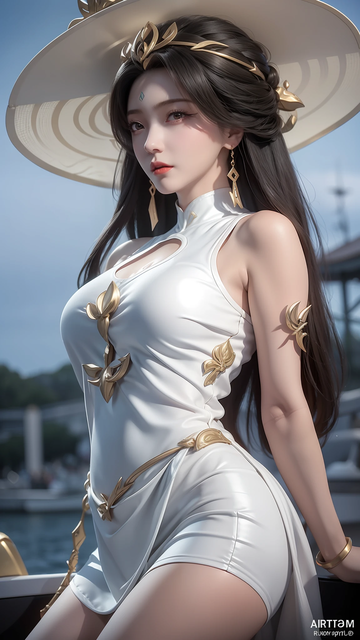 Close-up of a woman in a short skirt standing on a boat, Extremely detailed Artgerm, Range Murata and Artgerm, Style Artgerm, art-style, trending artgerm, beautiful and seductive anime woman, IG model | Art germ, Artistic germ style, 《overwatch》Anna, like artgerm