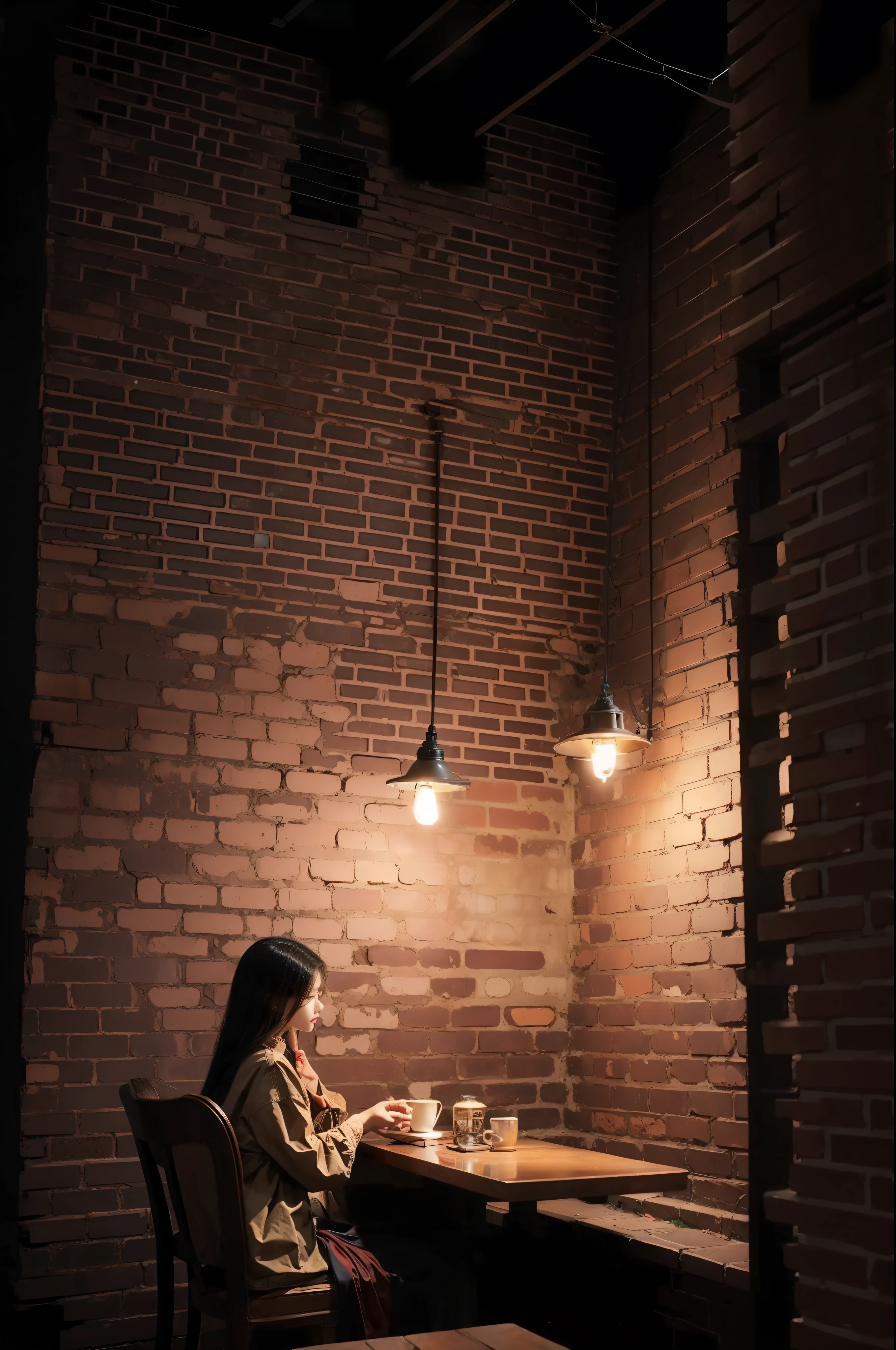 cafes,Night,Brick wall,Vintage, antique,