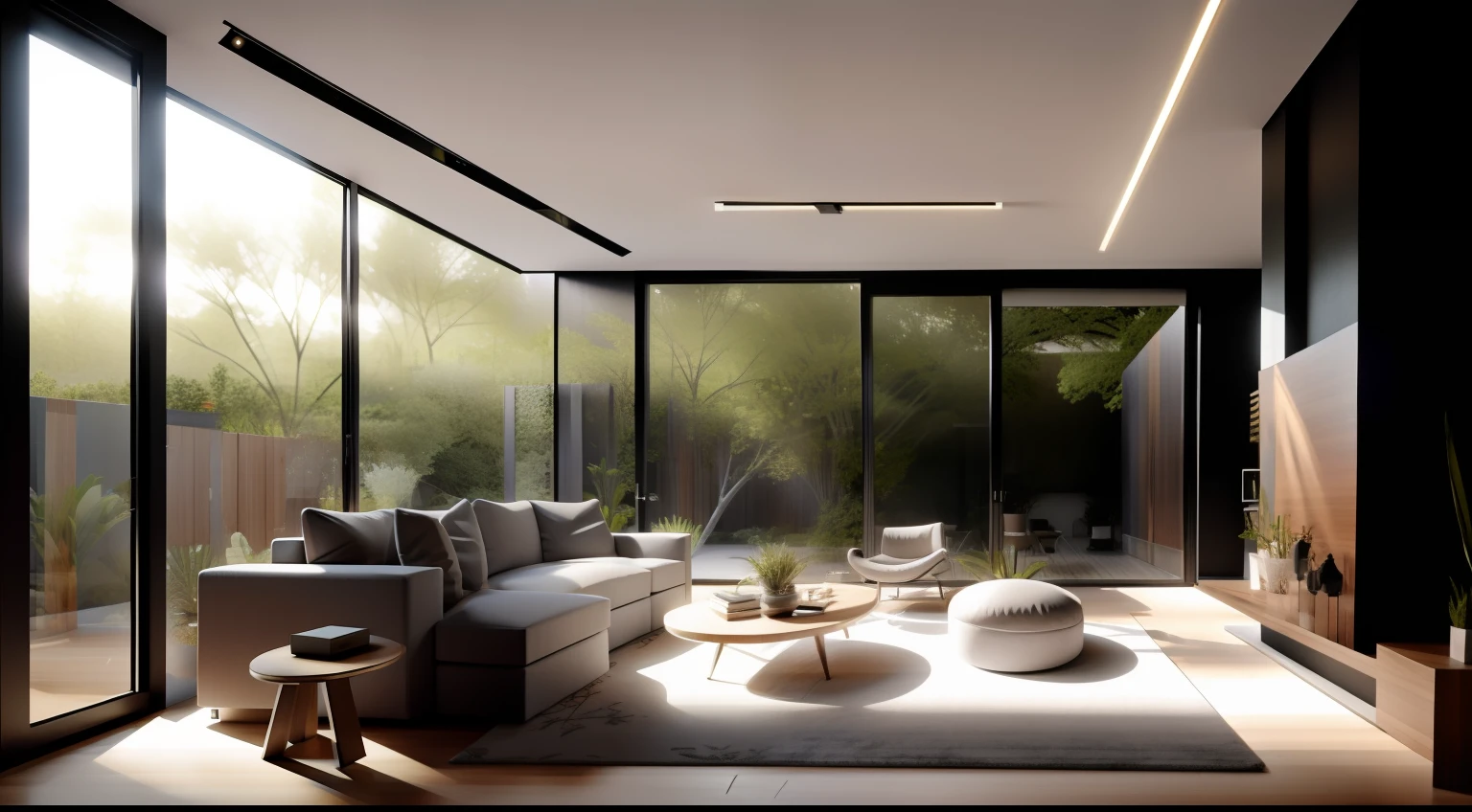 Interior design,insanely detailed wide angle architecture photography, cozy contemporary living room,(bright warm sunlight 1:0.1), award-winning contemporary interior design, scenery, table, chair, indoors, wooden floor, window, restaurant, east asian architecture, sliding doors, lamp, architecture, forest, nature, cup, plant,INTERIOR DESIGN,intersting lights and shadows, Depth of Field,low light, ,
