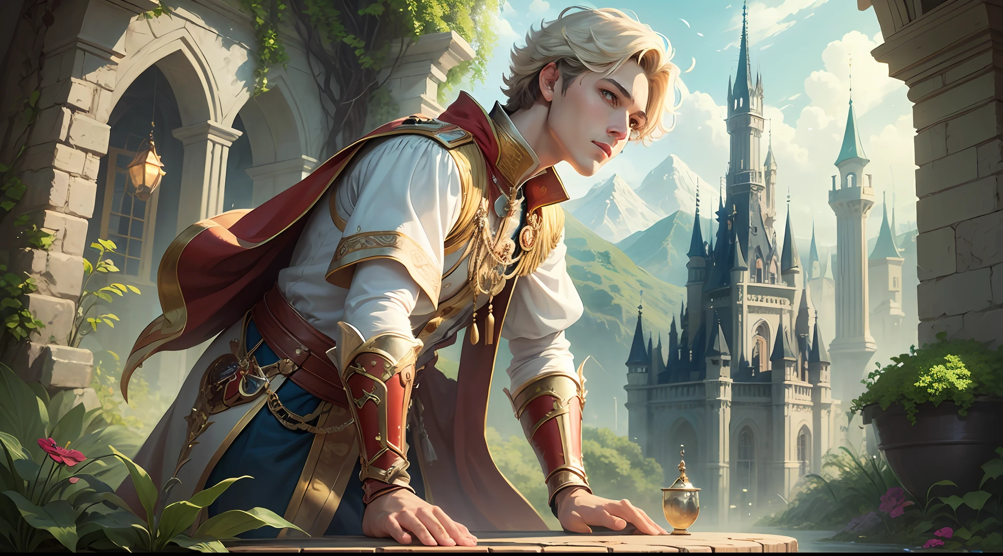 Create the image of a Prince Charming who lives in a magical place and who serves to be a character in children's tales --auto --s2