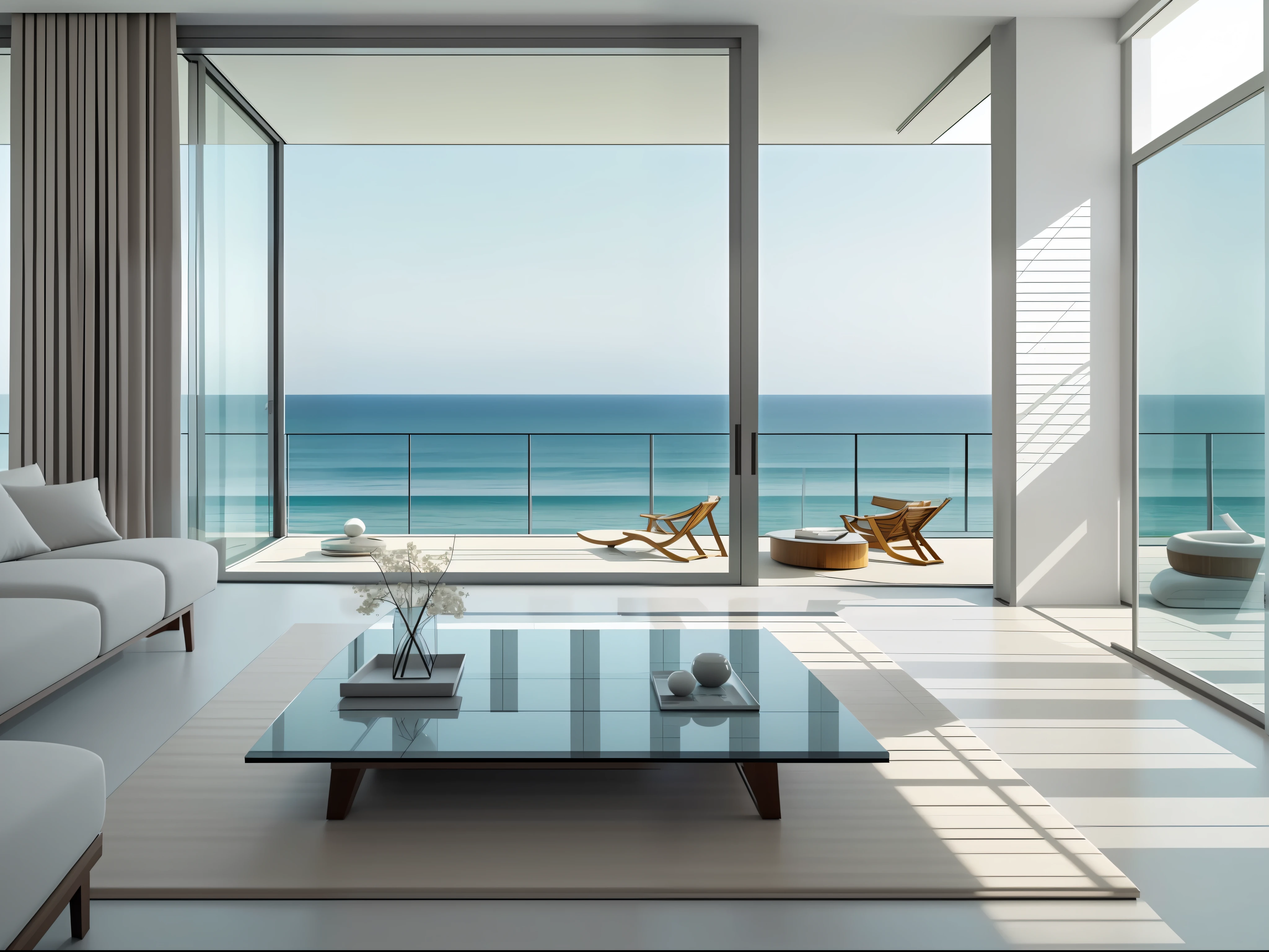 modernism，Perspective perspective，Modern living room，seaview，best qualtiy，8k
