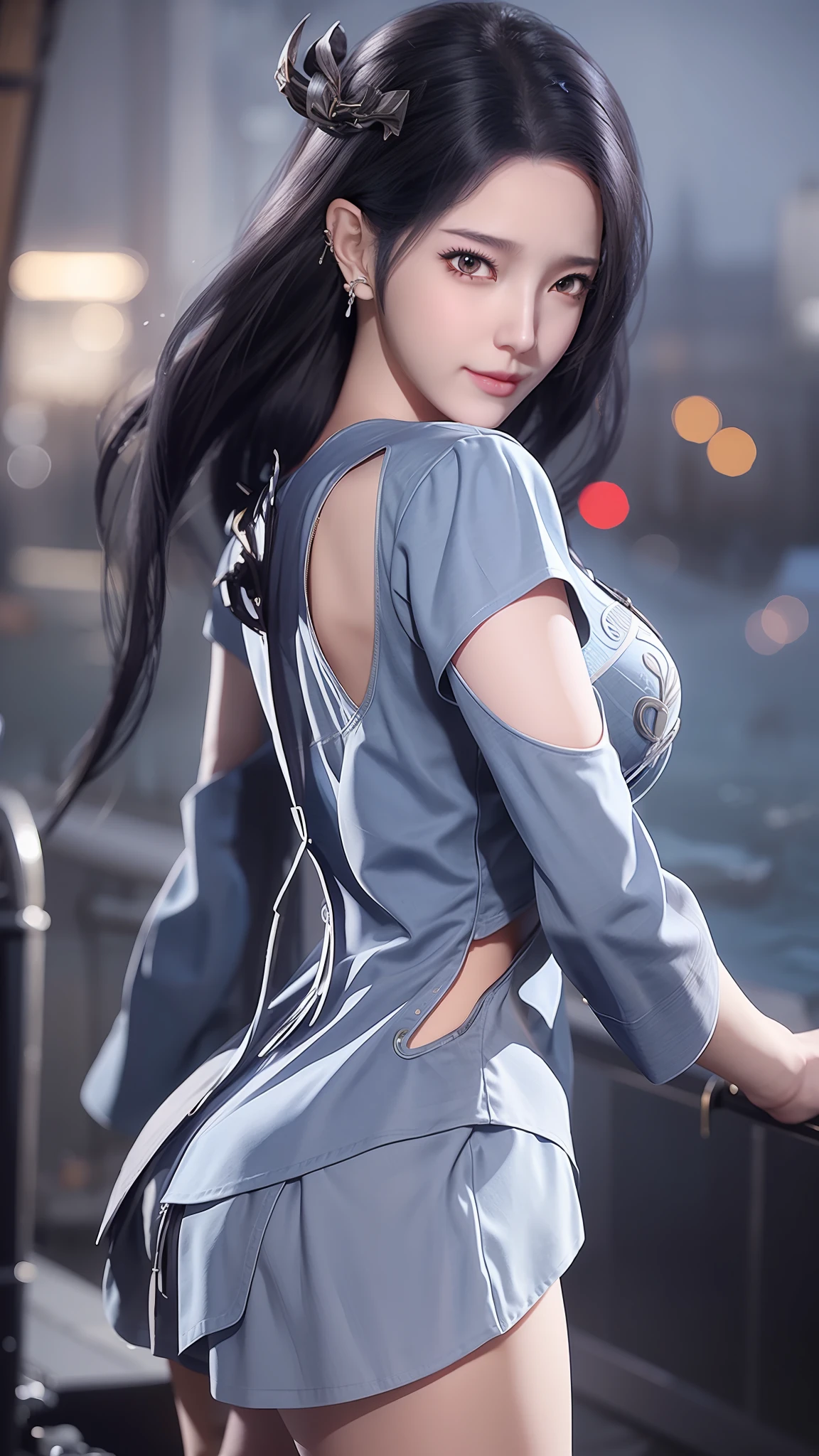 Close-up of a woman in a short skirt standing on a boat, Extremely detailed Artgerm, Range Murata and Artgerm, Style Artgerm, art-style, trending artgerm, beautiful and seductive anime woman, IG model | Art germ, Artistic germ style, 《overwatch》Anna, like artgerm