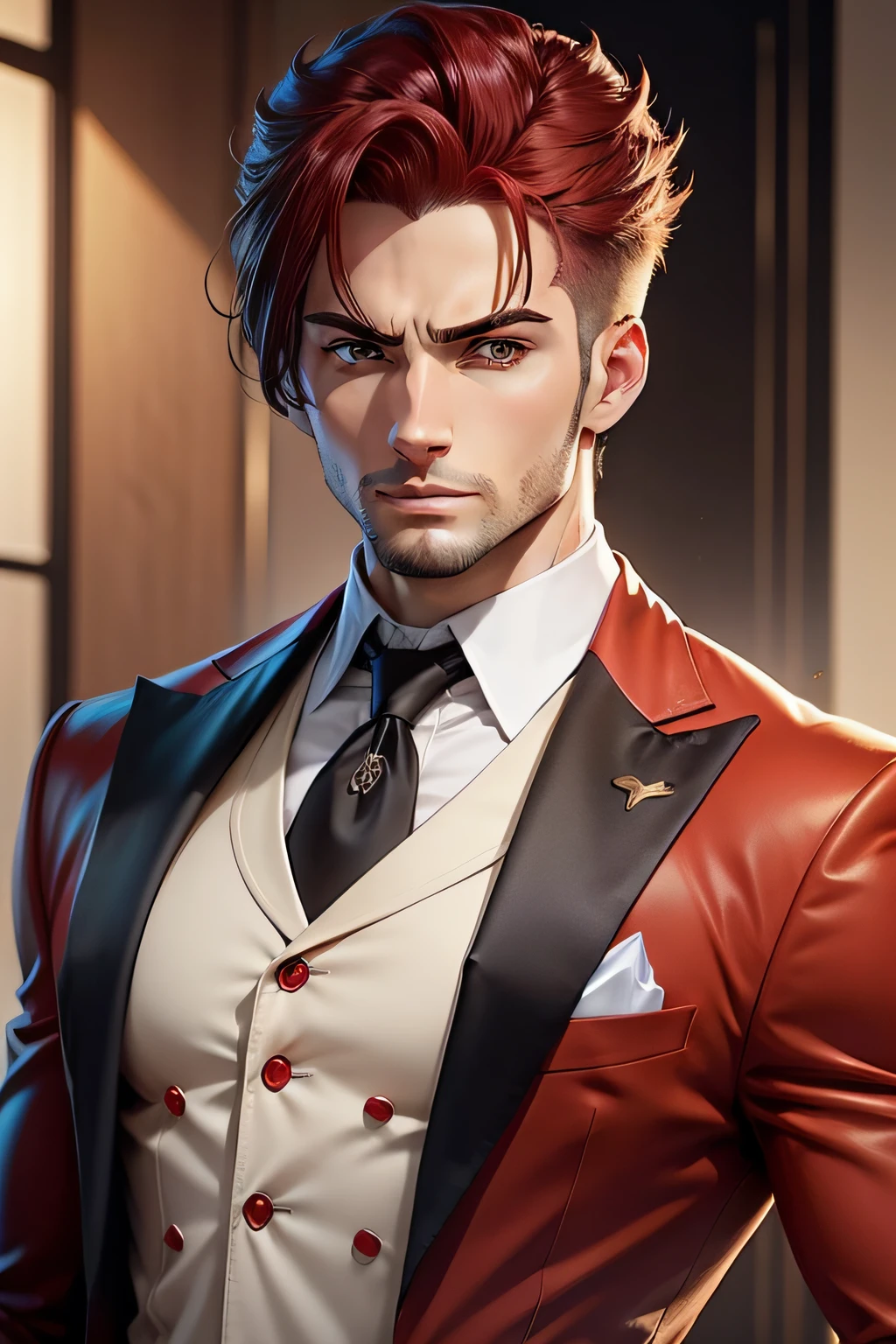 personagem masculino estilo anime de pokemon, cor de cabelos: vermelho, designe de corpo inteiro.
