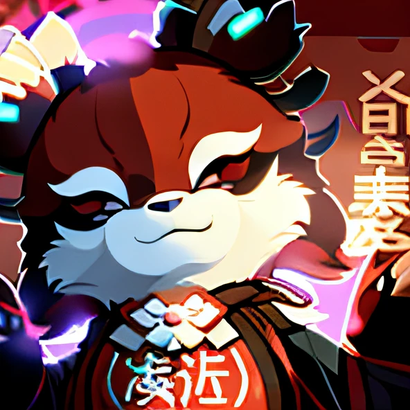 Alafi with red nose, white nose and black eyes, Red panda, red panda on a propaganda poster, Chiba Yuda, Middle metaverse, komono, Wang Chen, awww, (winking), awww, shaxi