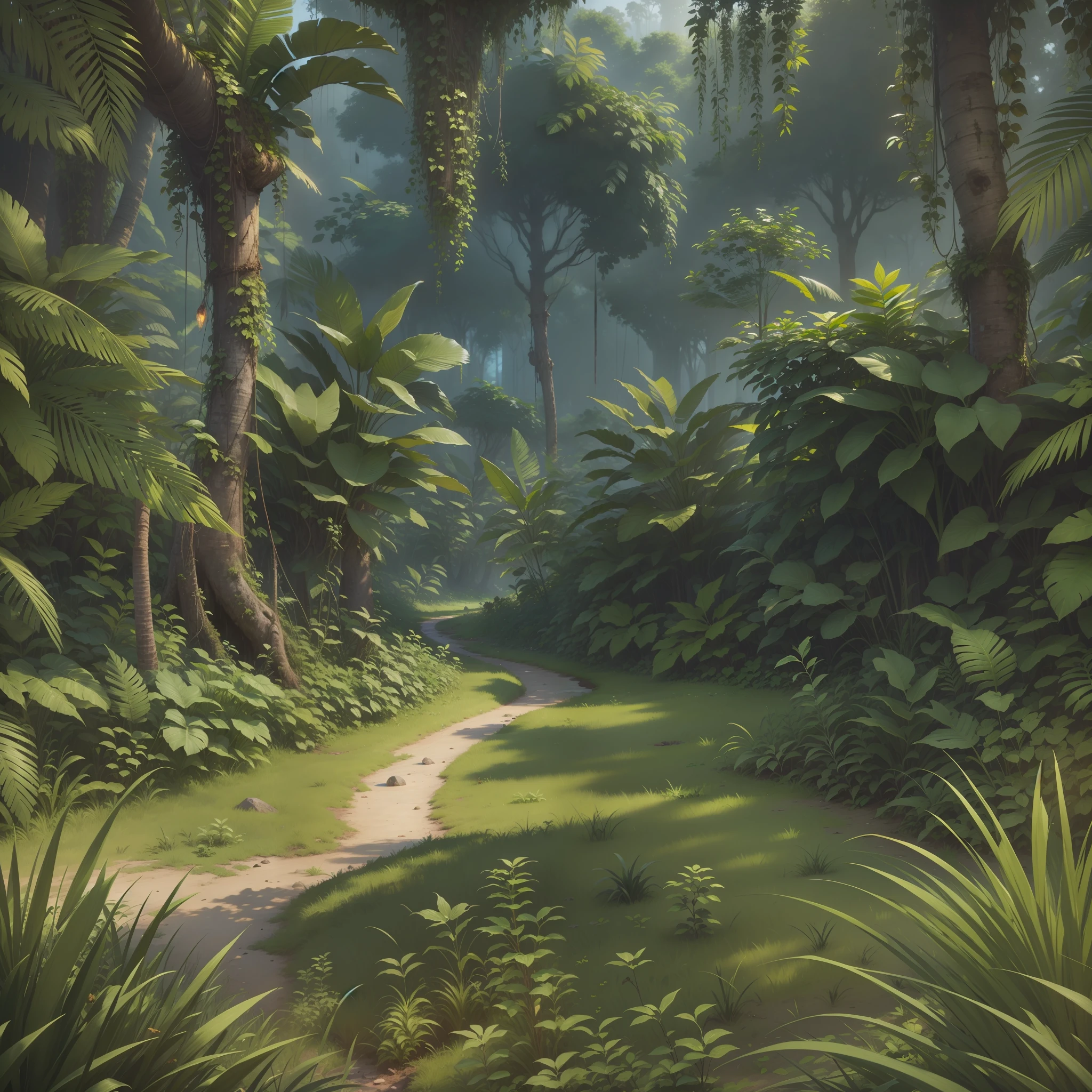 Faraway view,jungles,battlefiled,Up close, there is a row of grass in front of the screen and below,The is very detailed,best qualtiy