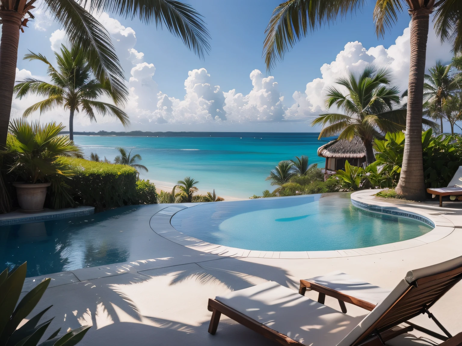 Palm trees and hammocks。There are no people。Top image quality。photos realistic。