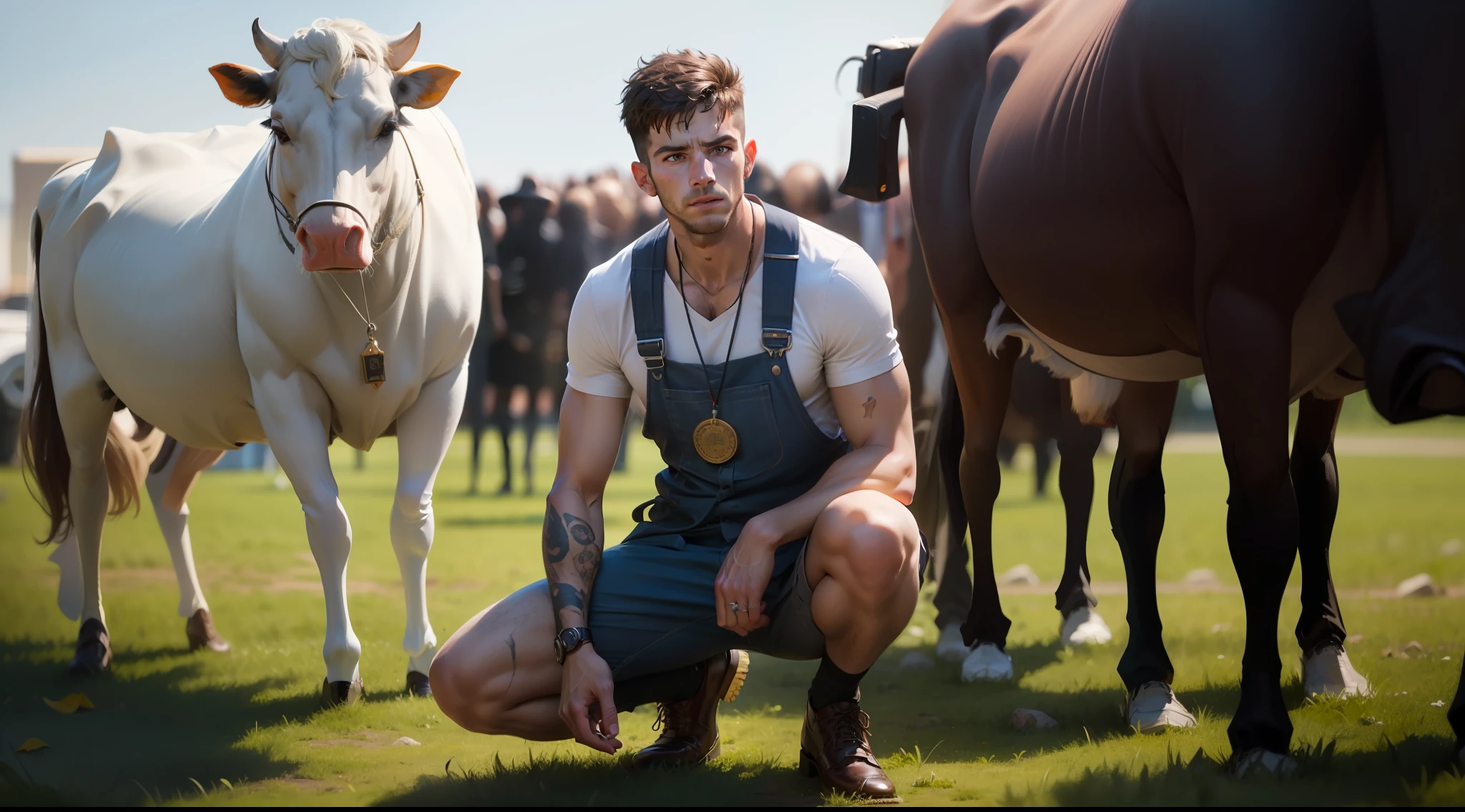 The man's name is Pulisic，（Masterpiece，Best quality：1.2），Arafeld man in suit and tie，high quality portrait，Rendu portrait 8k，maxwell render，professional portrait hd，well-groomed model，Career return，Dramatic, photorealistic painting art by midjourney and greg rutkowski
