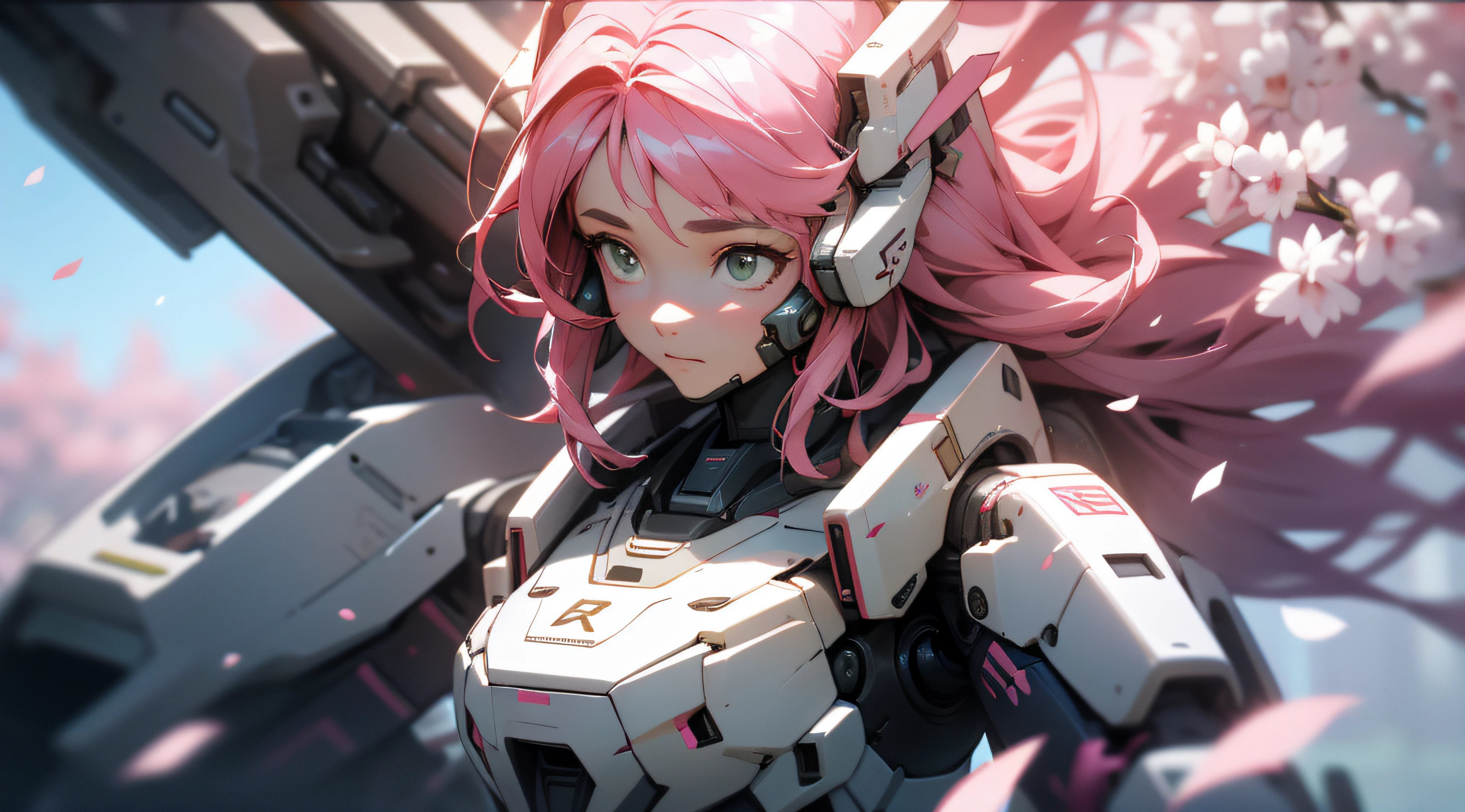 ((Best quality)), ((Masterpiece)), (Detailed:1.4), 3D,mechs，Pink Long Hair，vibrant with colors，Cherry blossom petals float to zero， A beautiful cyberpunk female figure，Thick hair，light particules，Pure energy chaos anti-technology，hdr（HighDynamicRange），Ray traching,NVIDIA RTX,Hyper-Resolution,Unreal 5,Subsurface scattering,PBR Texture,Post-processing,Anisotropic filtering,depth of fields,Maximum clarity and sharpness,Multi-layered textures,Albedo and specular maps,Surface coloring,Accurately simulate light-material interactions,perfectly proportions,rendering by octane,twotonelighting,largeaperture,Low ISO,White balance,the rule of thirds,8K raw data