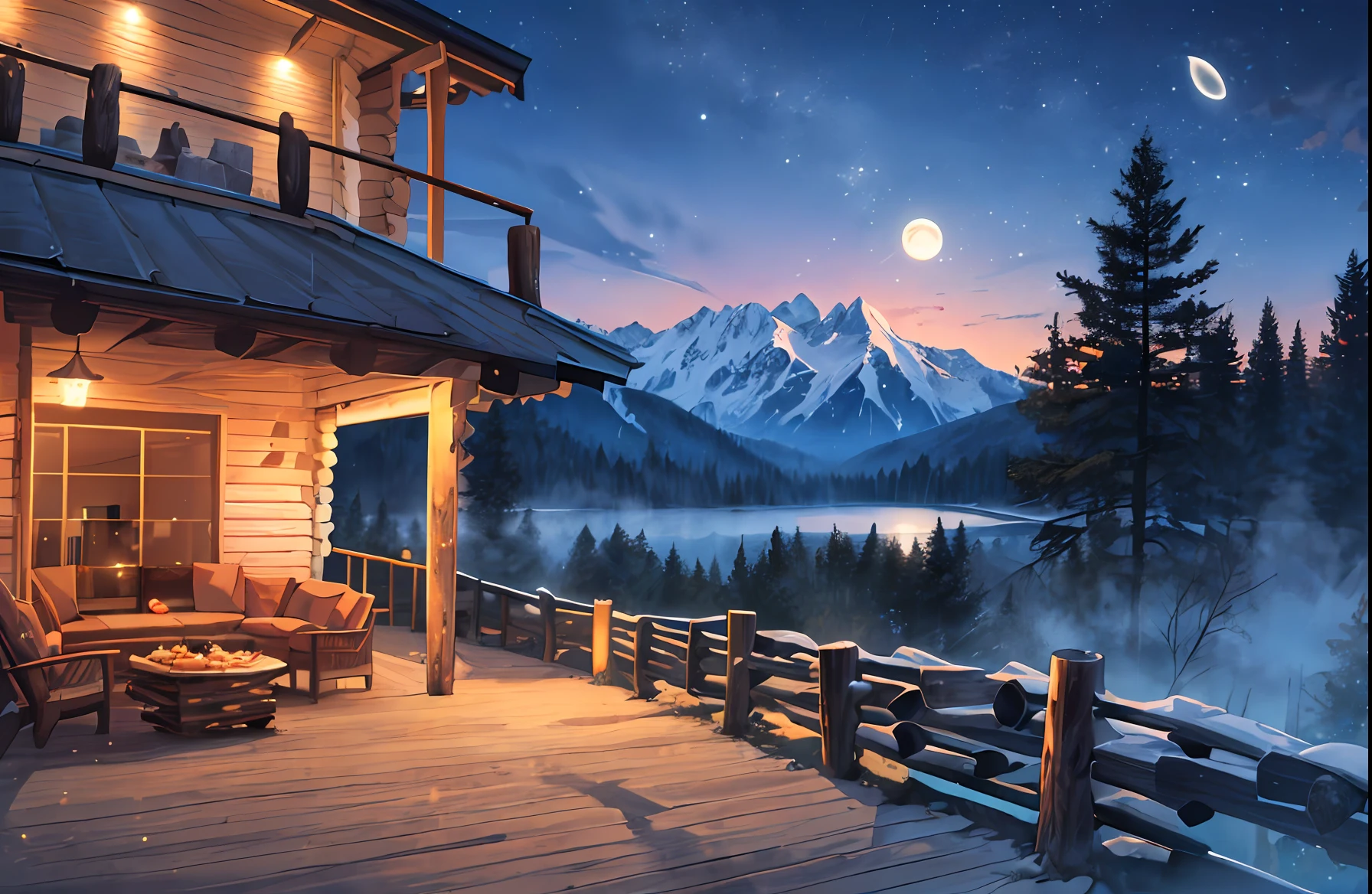 ((masterpiece:1.4,best quality)),  cloud,   outdoors,  (dessert:1.6),bloom, sparkle, ( mountain line in background:1.2),
scenery,  sky, (log cabin:1.4), trees,
(night:1.4), one  moon,  moonlight,  high detail, abundant, 8k, high detail,   wallpaper,
freljord,
 night sky