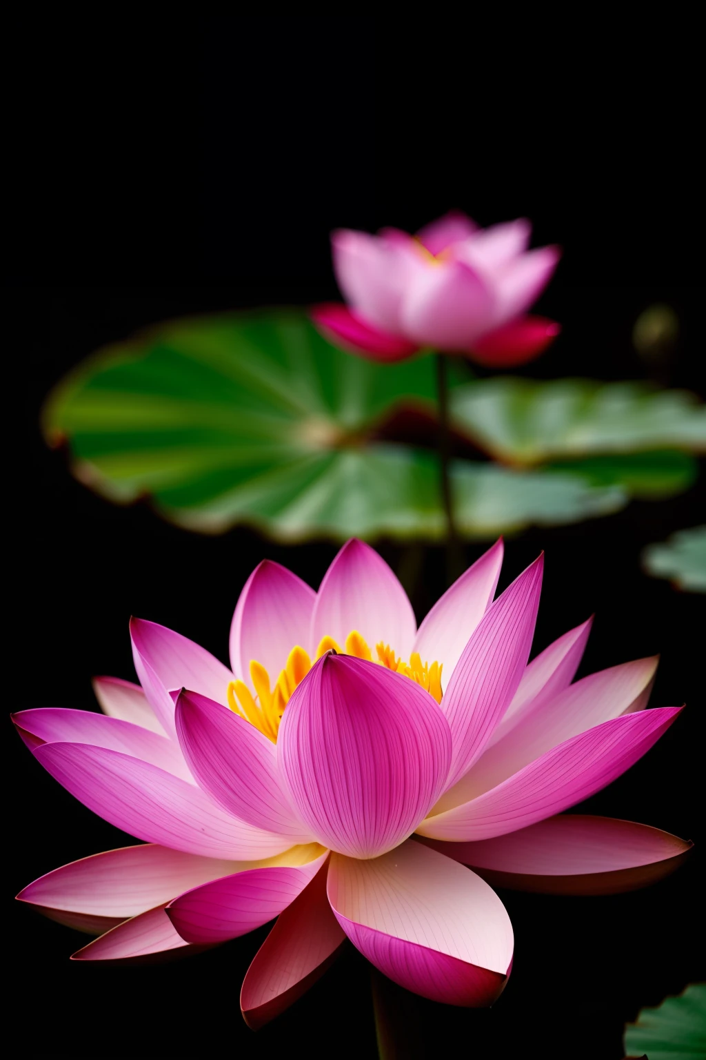 lotus flower, deep dark background, focus, 4k, hdr