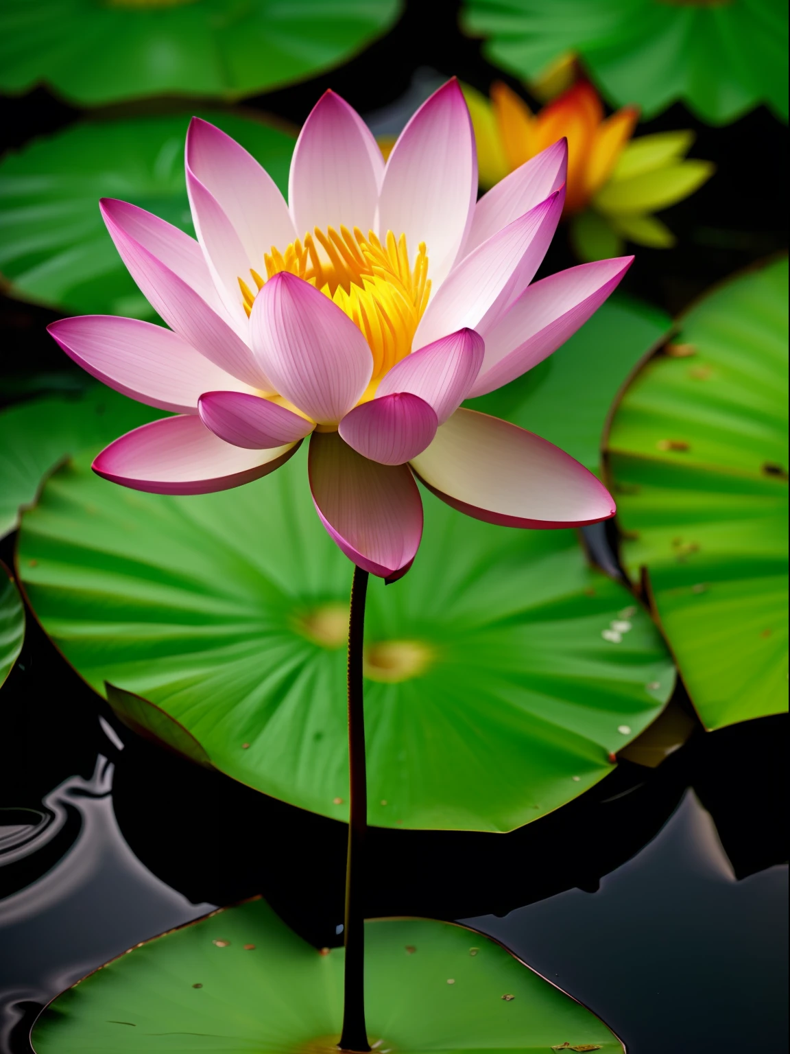 02 lotus flower, deep dark background, focus, 4k, hdr