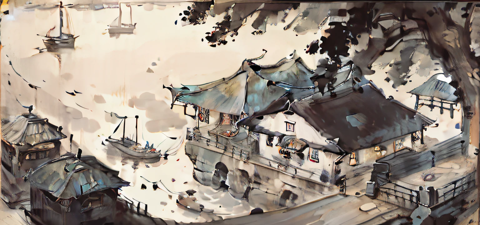 Genre paintings of the Tang and Song dynasties Early Chinese Maritime Silk Road Merchants gathered beside the pier