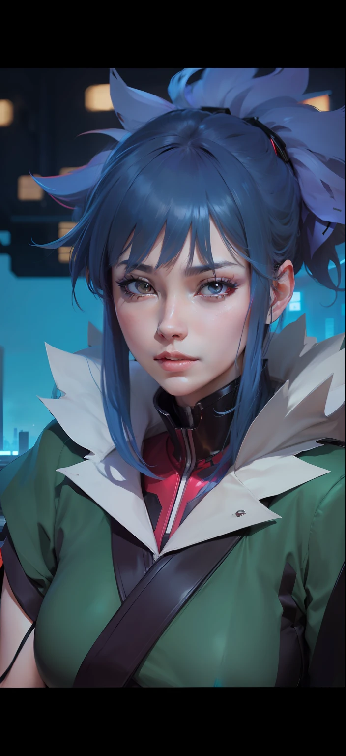 Try Prompts Copy Top quality, 8k, 32k, Masterpiece, close up of a woman in black and red clothes, future anime girl, inspired by Li Shida, cyberpunk anime girl woman, cyberpunk anime girl, female anime character, anime style character, modern cyberpunk anime, cyberpunk anime art, action anime girl woman, detailed anime character art, epic anime style, realistic anime art style, female anime heroine portrait, professional makeup, very big breasted woman, (seductive pose), Sexy, beautiful white face shining, beautiful face, pink cheeks, beautiful lips, porcelain skin, detail intricate, super detailed, super high, highest detailed, high detailed, delicate, incredible detailed, fine detailed, cinematic lighting, top quality, masterpiece, smooth and beautiful, CG , unity, 8k wallpaper, Stunning, fine detail, unity CG wallpaper 8k ultra detailed, large file size, ultra detailed, high resolution, incredible detail, stunning detail, depth of field, oil painting effect in Rembrandt art style, concept portrait art in Stanley Artgerm Lau style, WLOP, trending on Artstation, epic, trend in society, detailed digital painting, very high quality model, guren, blue hair, short hair, black eyes, green clothes, city background.