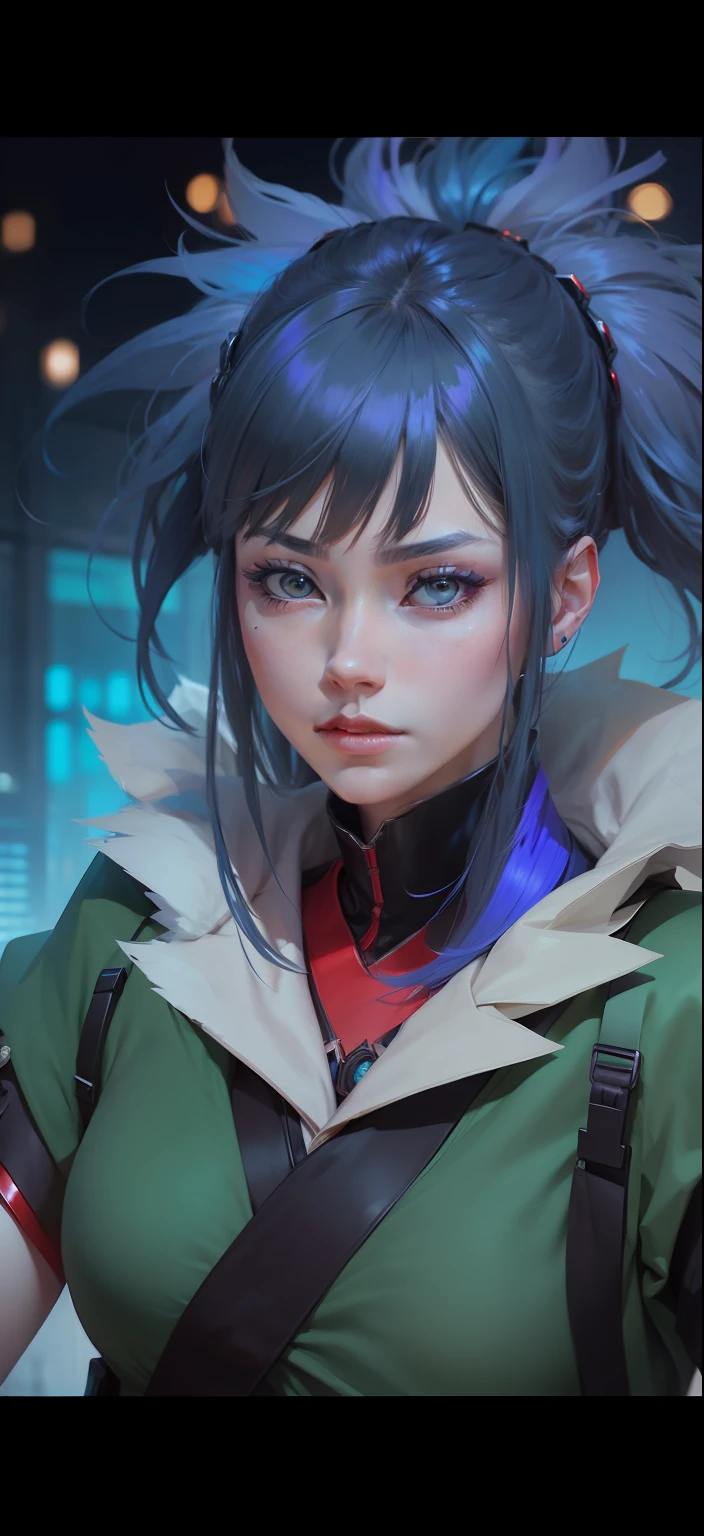 Try Prompts Copy Top quality, 8k, 32k, Masterpiece, close up of a woman in black and red clothes, future anime girl, inspired by Li Shida, cyberpunk anime girl woman, cyberpunk anime girl, female anime character, anime style character, modern cyberpunk anime, cyberpunk anime art, action anime girl woman, detailed anime character art, epic anime style, realistic anime art style, female anime heroine portrait, professional makeup, very big breasted woman, (seductive pose), Sexy, beautiful white face shining, beautiful face, pink cheeks, beautiful lips, porcelain skin, detail intricate, super detailed, super high, highest detailed, high detailed, delicate, incredible detailed, fine detailed, cinematic lighting, top quality, masterpiece, smooth and beautiful, CG , unity, 8k wallpaper, Stunning, fine detail, unity CG wallpaper 8k ultra detailed, large file size, ultra detailed, high resolution, incredible detail, stunning detail, depth of field, oil painting effect in Rembrandt art style, concept portrait art in Stanley Artgerm Lau style, WLOP, trending on Artstation, epic, trend in society, detailed digital painting, very high quality model, guren, blue hair, short hair, black eyes, green clothes, city background.