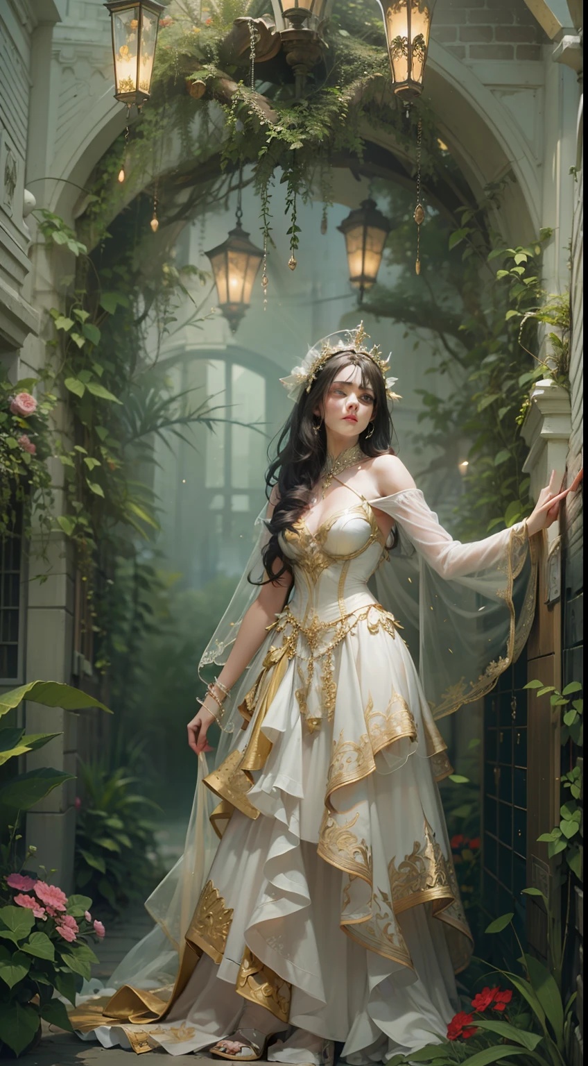 Beautiful woman in intricate Romantic Fairy Tale Outfit