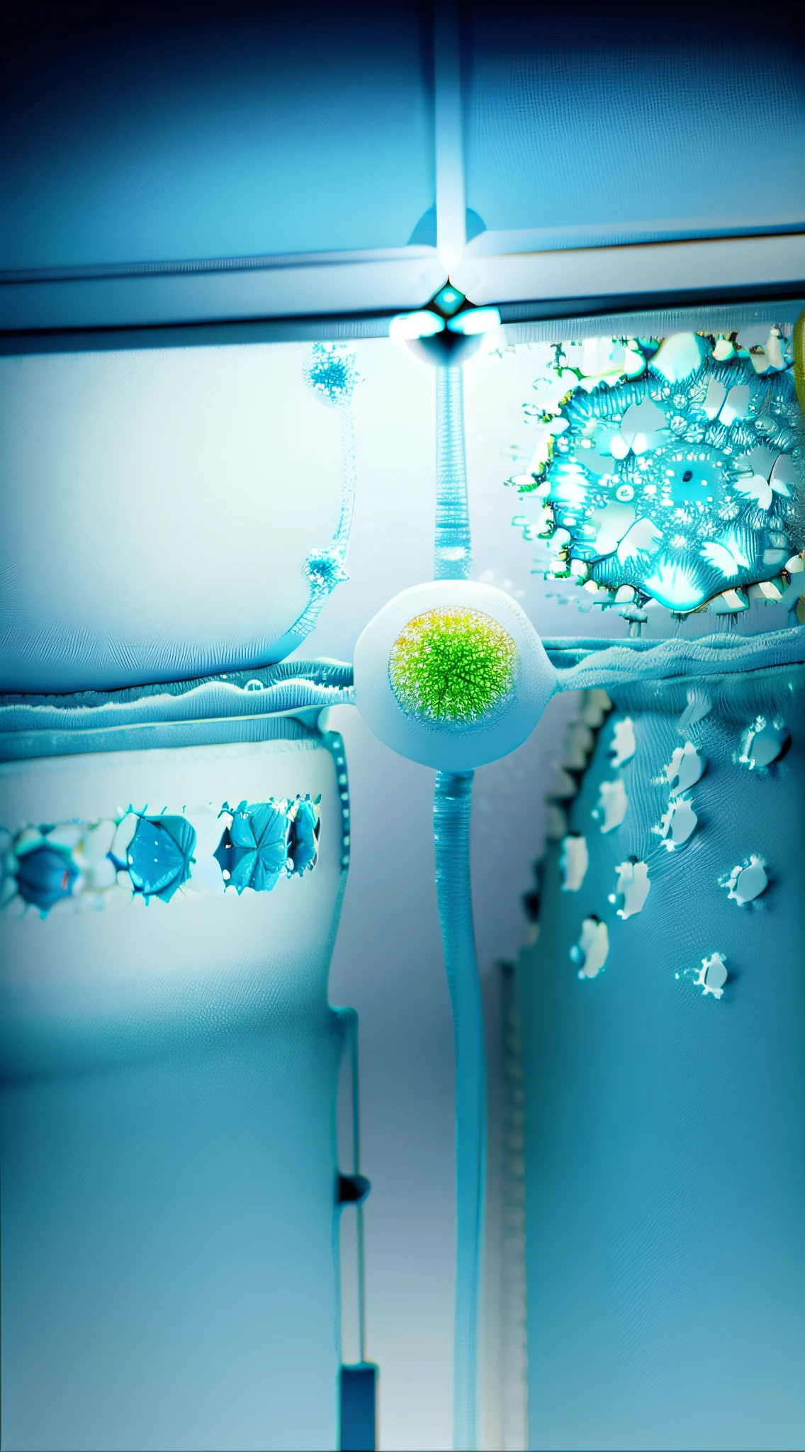 Petri dish,microcosm,cell wall,the nucleus,cells,Microscope screen,zoomed,white colors,pale-blue,pure,Bright picture,، simple,Cell bubbles