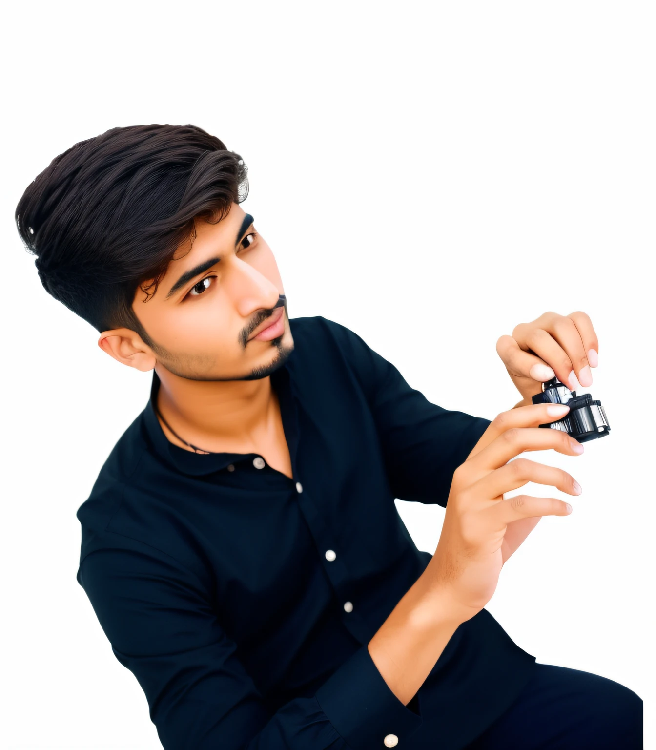 there is a man holding a camera and taking a picture, very very low quality picture, holding a small vape, kyza saleem, khyzyl saleem, picture, low quality photograph, edited in photoshop, profile pic, ash thorp khyzyl saleem, photograpgy, riyahd cassiem, shot on canon camera