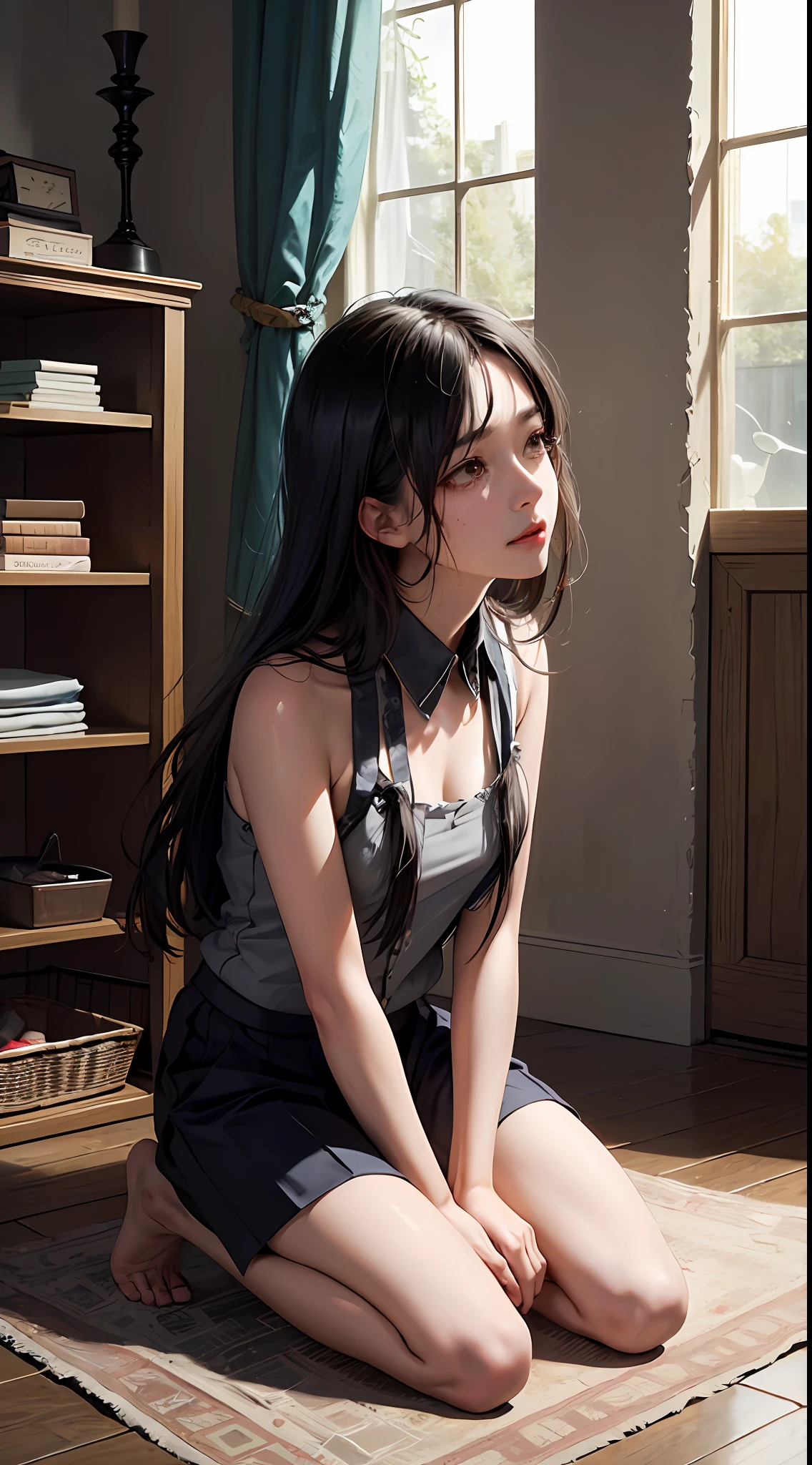 Best Picture Quality, tmasterpiece, 超高分辨率, (fidelity:1.4), photore,Male and female, Handsome long hair((((schoolboy)))), dimly lit, darkly,salama, be desperate, cute little, cinematic ligh, tears, tear drop, ((mtu)),(torn laundry:1.5), (wetclothes:1.4),kneels on the ground, Keep yourself,Bite your lower lip,exposed bare shoulders, Real rain, Wet hair,(((mtu)))
