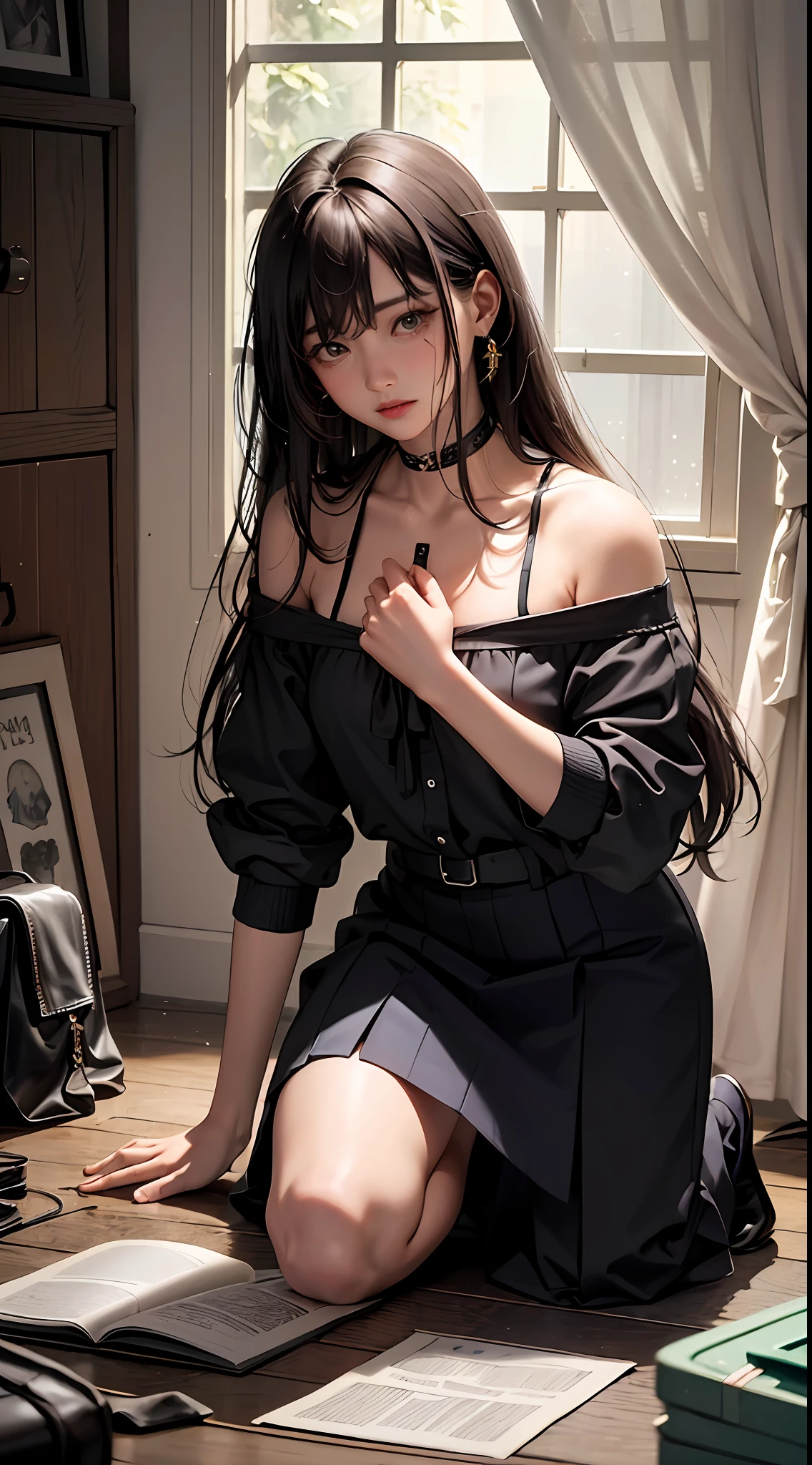 Best Picture Quality, tmasterpiece, 超高分辨率, (fidelity:1.4), photore,Male and female, Handsome long hair((((schoolboy)))), dimly lit, darkly,salama, be desperate, cute little, cinematic ligh, tears, tear drop, ((mtu)),(torn laundry:1.5), (wetclothes:1.4),kneels on the ground, Keep yourself,Bite your lower lip,exposed bare shoulders, Real rain, Wet hair,(((mtu)))