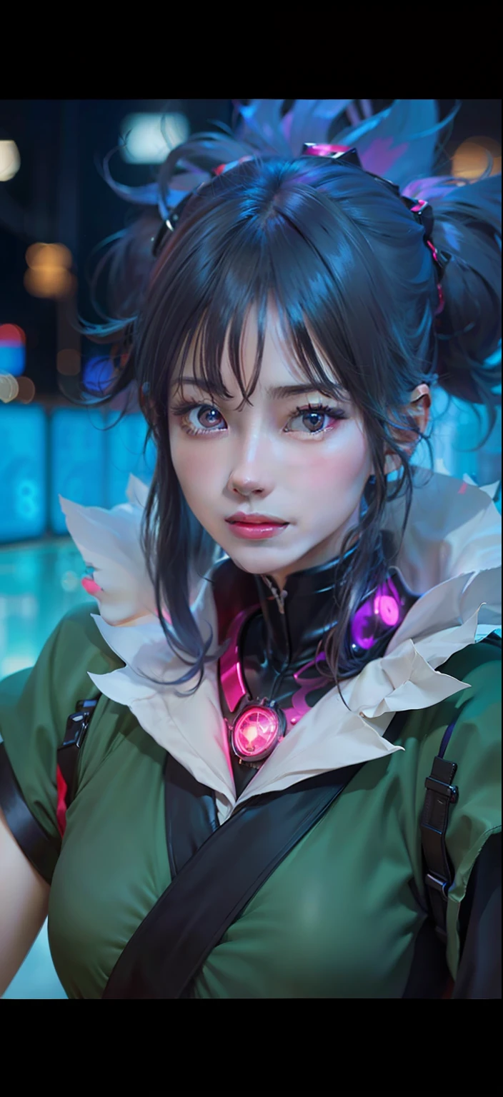 Try Prompts Copy Top quality, 8k, 32k, Masterpiece, close up of a woman in black and red clothes, future anime girl, inspired by Li Shida, cyberpunk anime girl woman, cyberpunk anime girl, female anime character, anime style character, modern cyberpunk anime, cyberpunk anime art, action anime girl woman, detailed anime character art, epic anime style, realistic anime art style, female anime heroine portrait, professional makeup, very big breasted woman, (seductive pose), Sexy, beautiful white face shining, beautiful face, pink cheeks, beautiful lips, porcelain skin, detail intricate, super detailed, super high, highest detailed, high detailed, delicate, incredible detailed, fine detailed, cinematic lighting, top quality, masterpiece, smooth and beautiful, CG , unity, 8k wallpaper, Stunning, fine detail, unity CG wallpaper 8k ultra detailed, large file size, ultra detailed, high resolution, incredible detail, stunning detail, depth of field, oil painting effect in Rembrandt art style, concept portrait art in Stanley Artgerm Lau style, WLOP, trending on Artstation, epic, trend in society, detailed digital painting, very high quality model, guren, blue hair, short hair, black eyes, green clothes, city background.