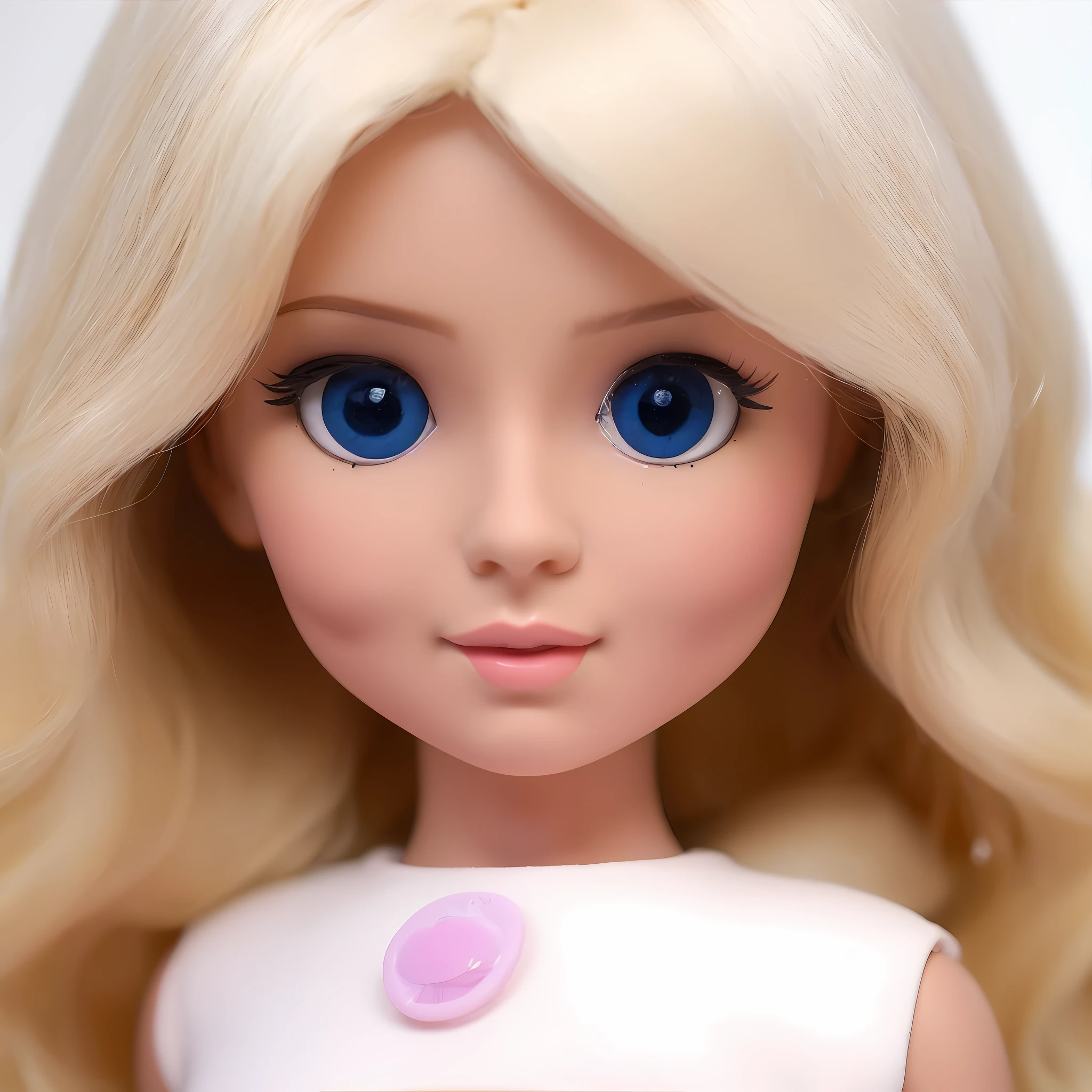 Blonde haired doll with blue eyes and a pink lip, Retrato da boneca Barbie, Pixar Doll Foco Profundo, cabelos loiros e olhos grandes, longos cabelos loiros e olhos grandes, longos cabelos loiros e olhos grandes, corpo e olhos detalhados, anime barbie em branco, boneca articulada da bola, cara - para cima, boneca barbie anime, plastic doll, face down, foto comercial do brinquedo