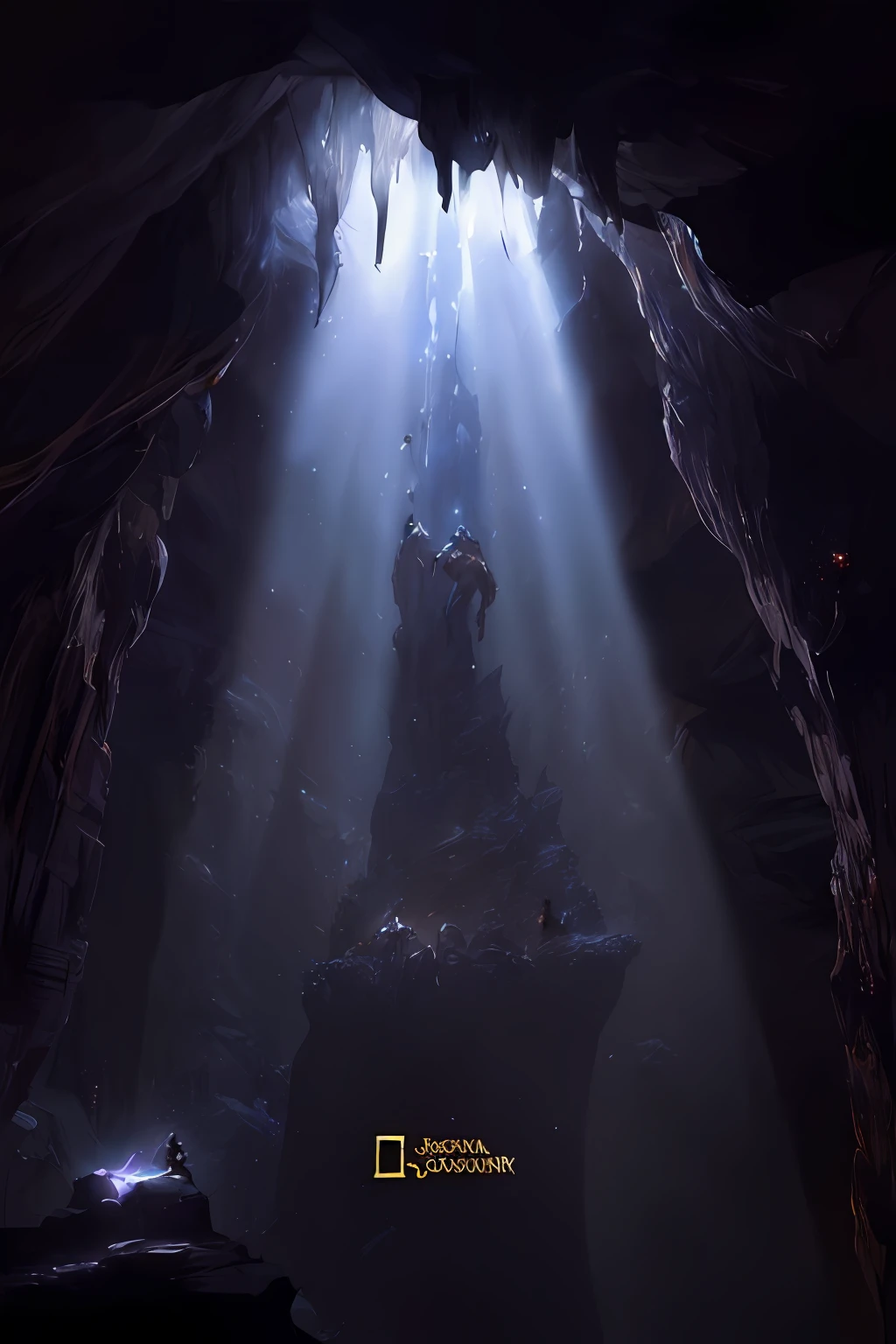 a person in a cave with a light coming from the ceiling, cave exploration, dramatic lighting. concept art, jessica rossier fantasy art, by jessica rossier, craig mullins dappled lighting, inspired by jessica rossier, photorealistic dark concept art, inspired by Michał Karcz, inspired by Michal Karcz, bastien grivet