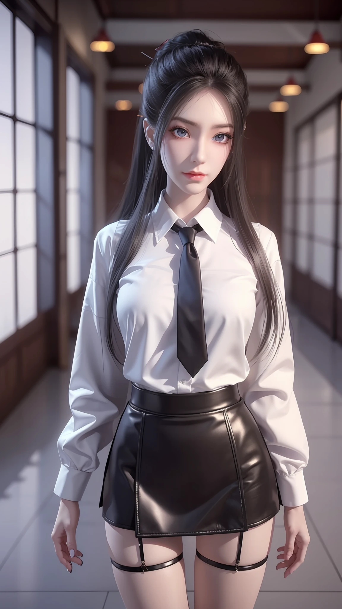 Arad woman posing for photo in short skirt and white shirt, Surrealism female students, Surrealism female students, Realistic schoolgirl, photorealistic anime girl rendering, thighhighs and skirt, 3 d anime realistic, small curvaceous loli, wearing skirt and high socks, Photorealistic anime, cute female student, Realistic anime 3 D style, female student