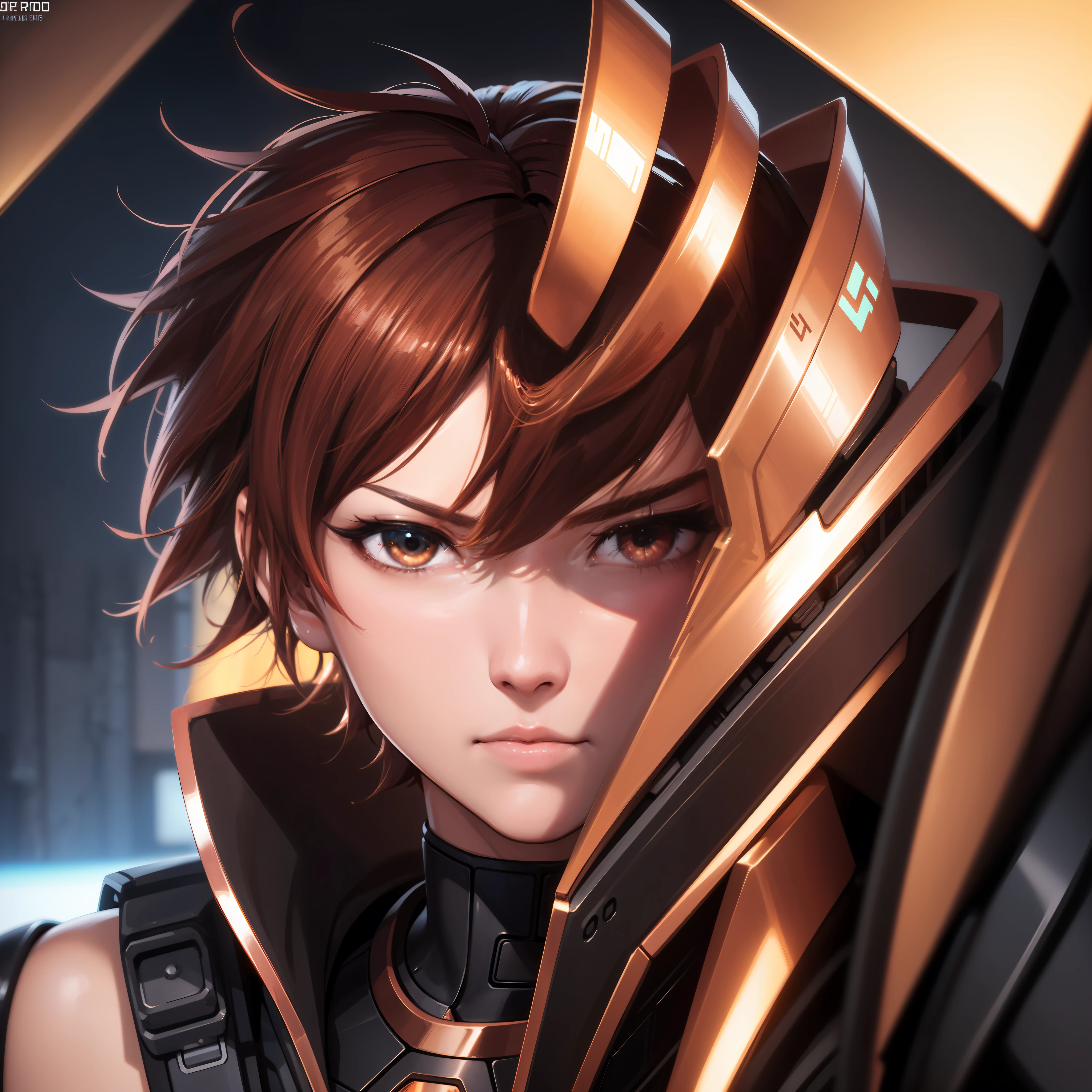 Profile picture copper cyberpunk short hair man closeup Sci-Fi cute Anime Japan 2d Sharp focus 16k resolution Very sharp, Hyper detailed, 8k, Hyper realistic detail
