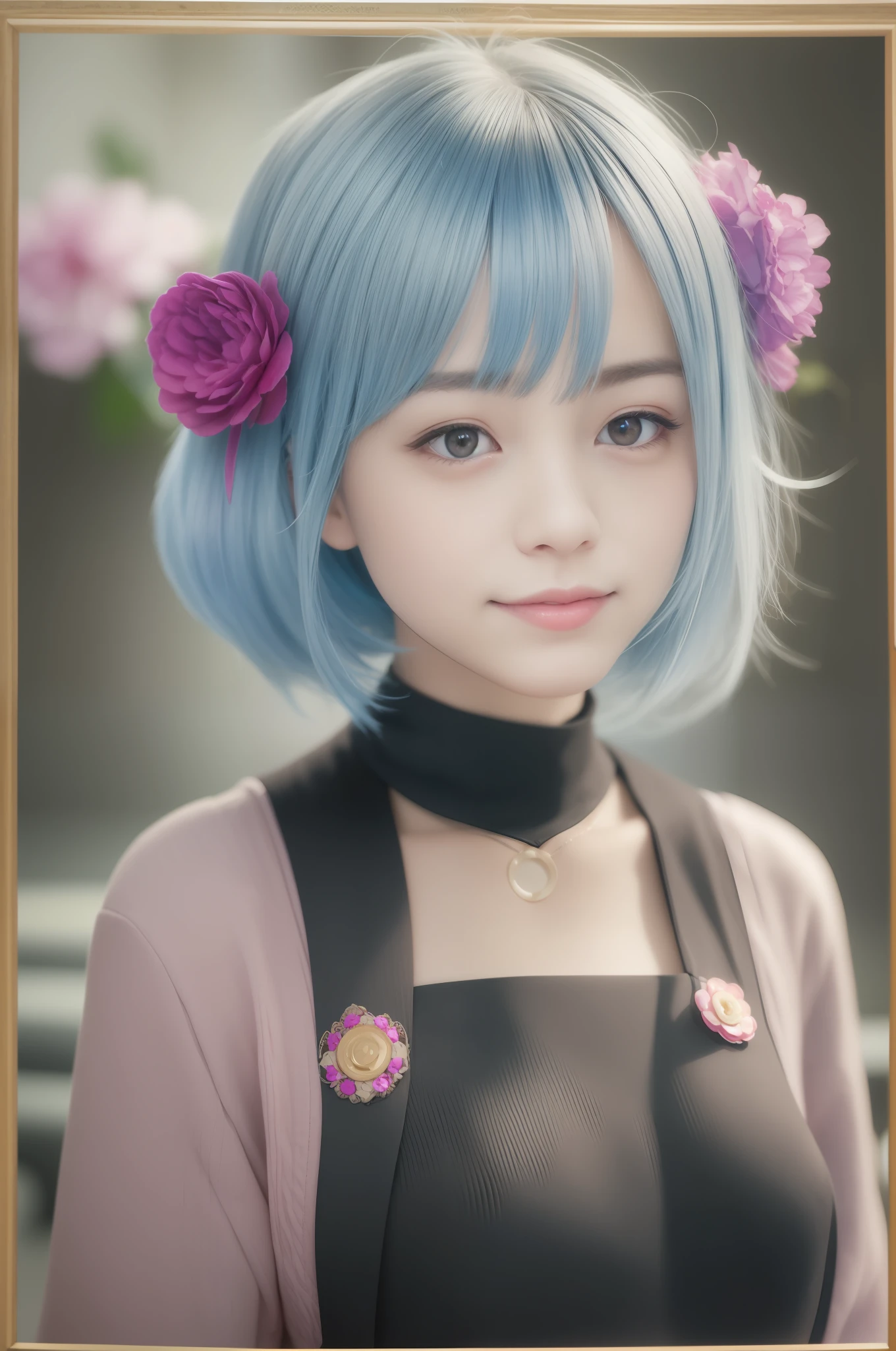 realistic girl、phot、a smile