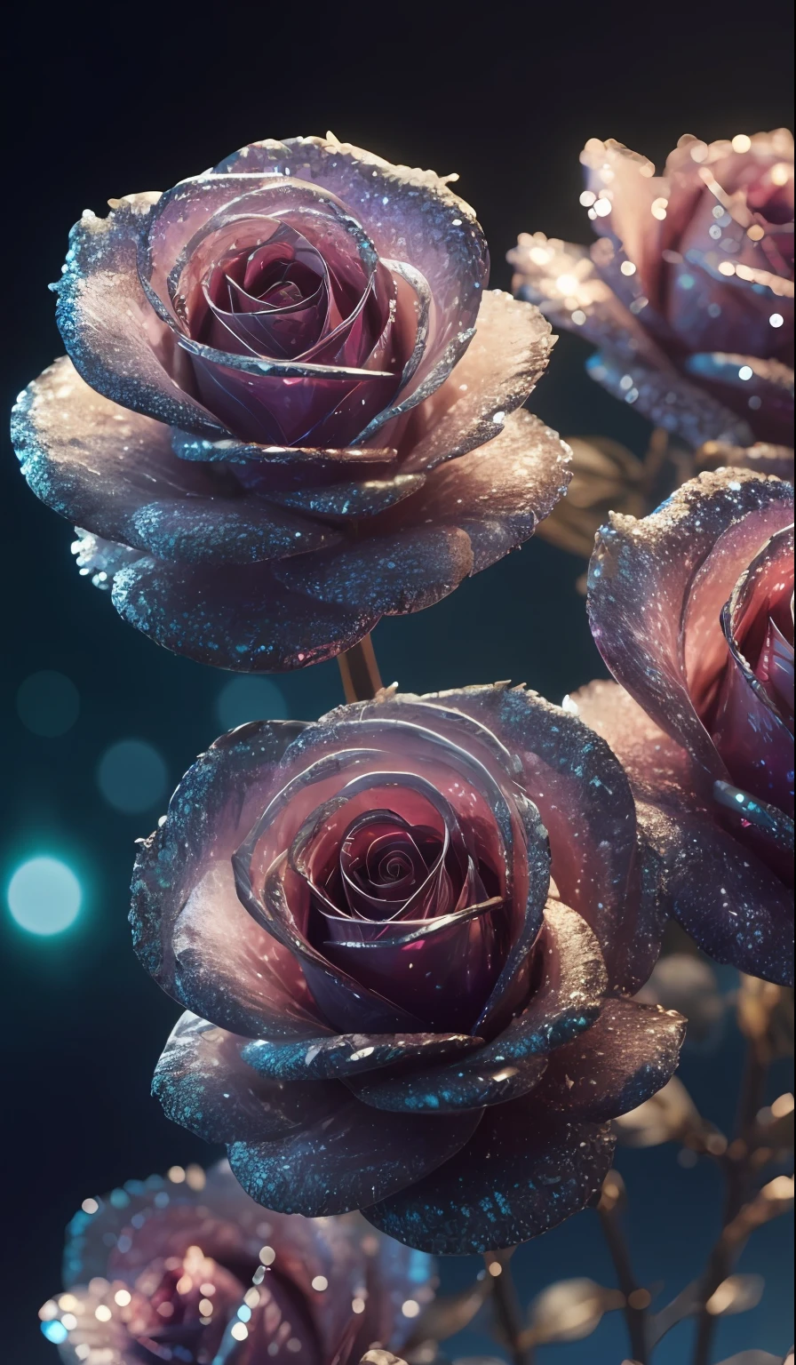 Crystal rose， fanciful, galaxias, cleanness, glittery, glittery, Splendor, Colorful, Amazing photography, dramatic  lighting, photo-realism, ultra - detailed, 4K, depth of fields, A high resolution