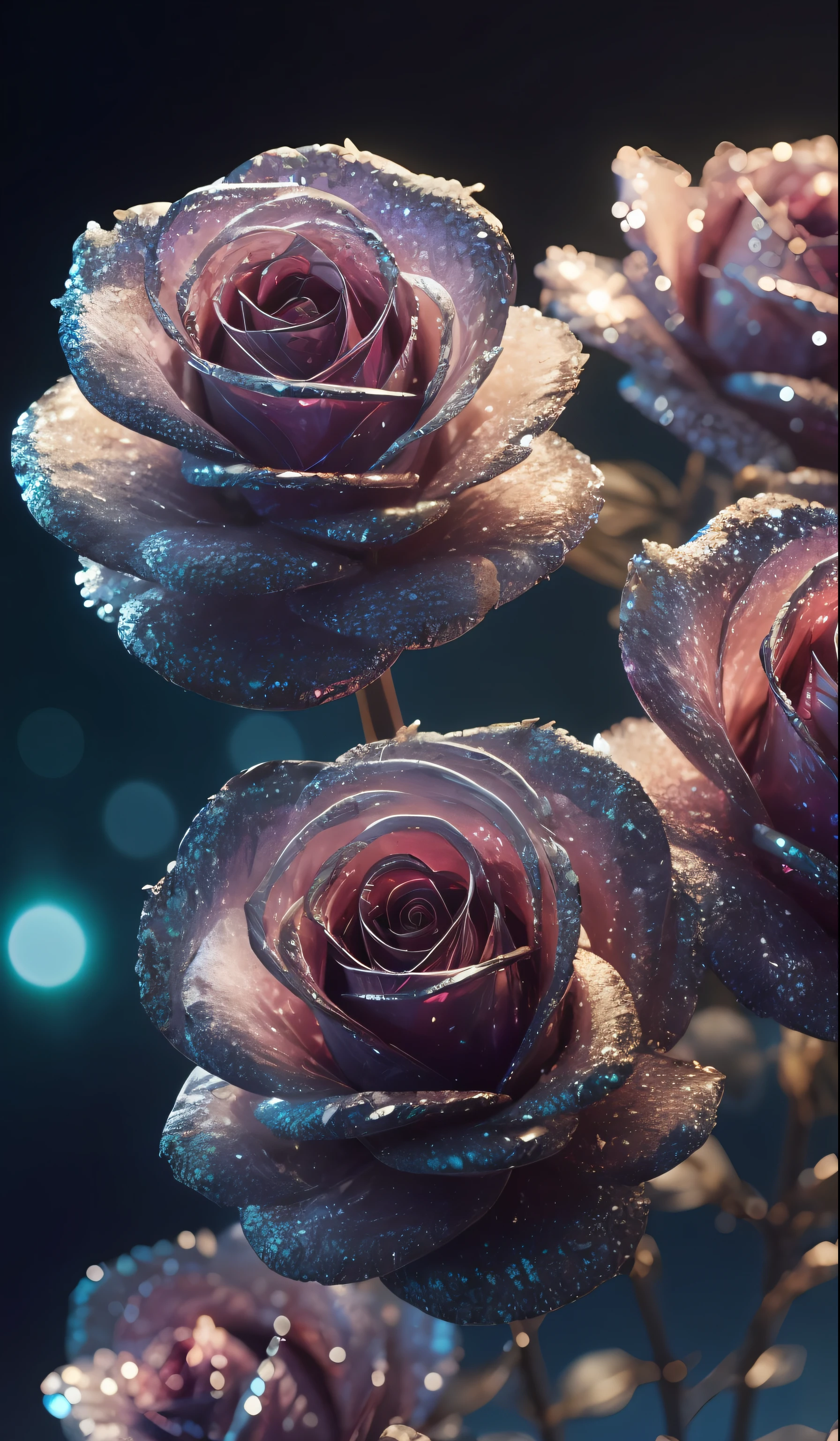 Crystal rose, fanciful, galaxias, cleanness, glittery, glittery, Splendor, Colorful, Amazing photography, dramatic lighting, photo-realism, ultra - detailed, 4K, depth of fields, A high resolution