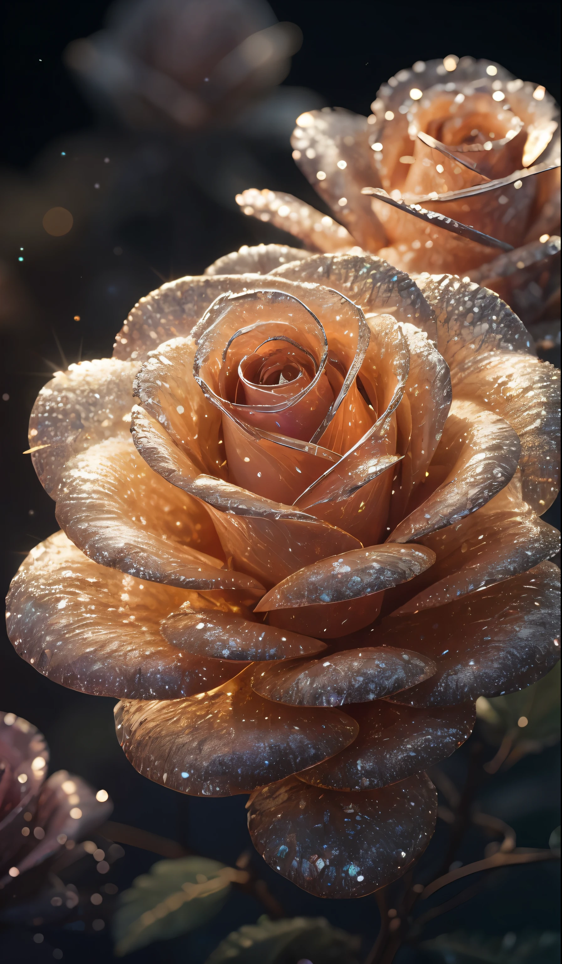 Crystal rose, fanciful, galaxias, cleanness, glittery, glittery, Splendor, Colorful, Amazing photography, dramatic lighting, photo-realism, ultra - detailed, 4K, depth of fields, A high resolution