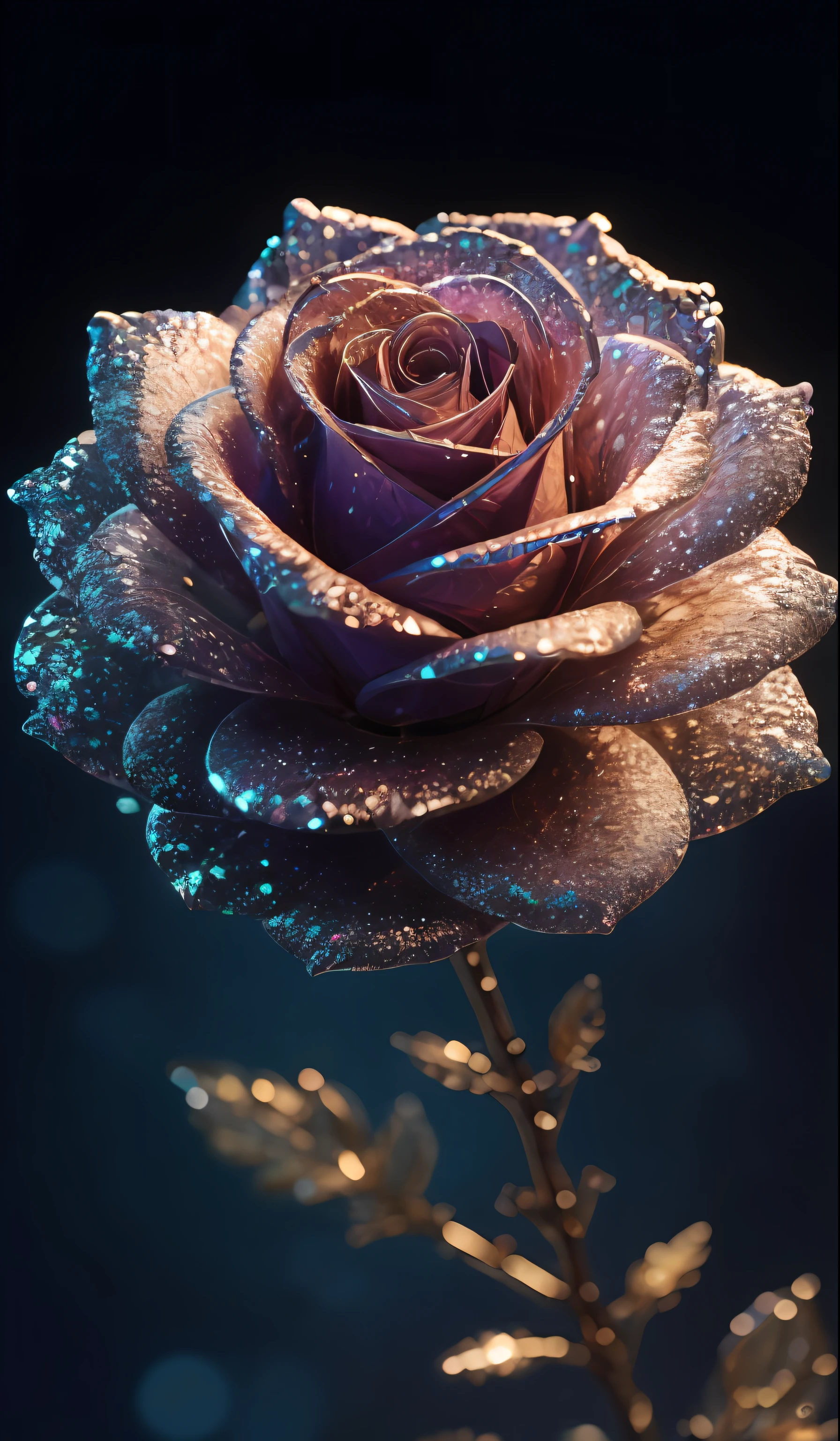 Crystal rose， fanciful, galaxias, cleanness, glittery, glittery, Splendor, Colorful, Amazing photography, dramatic  lighting, photo-realism, ultra - detailed, 4K, depth of fields, A high resolution