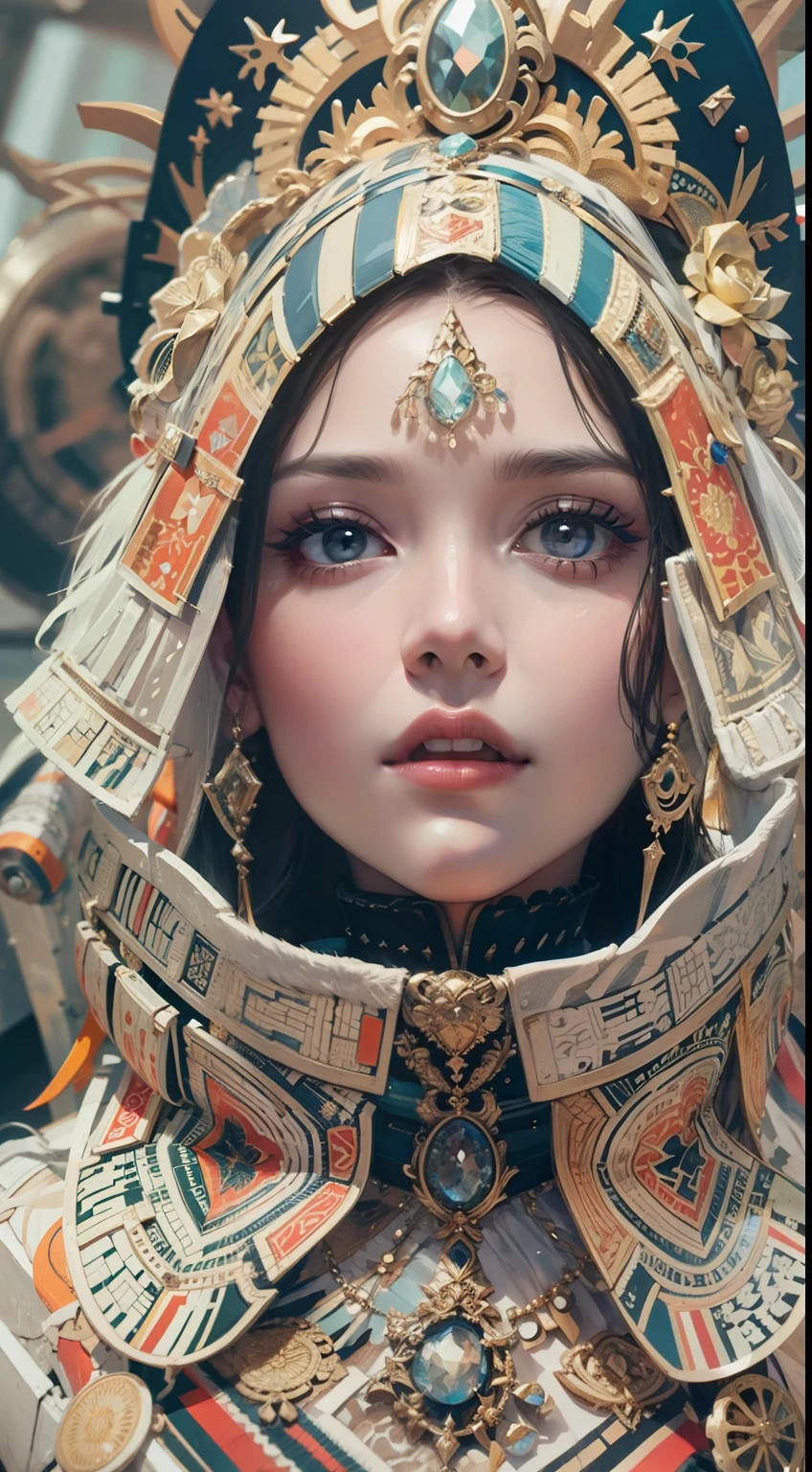Beautiful woman in intricate Bold and Graphic Outfit