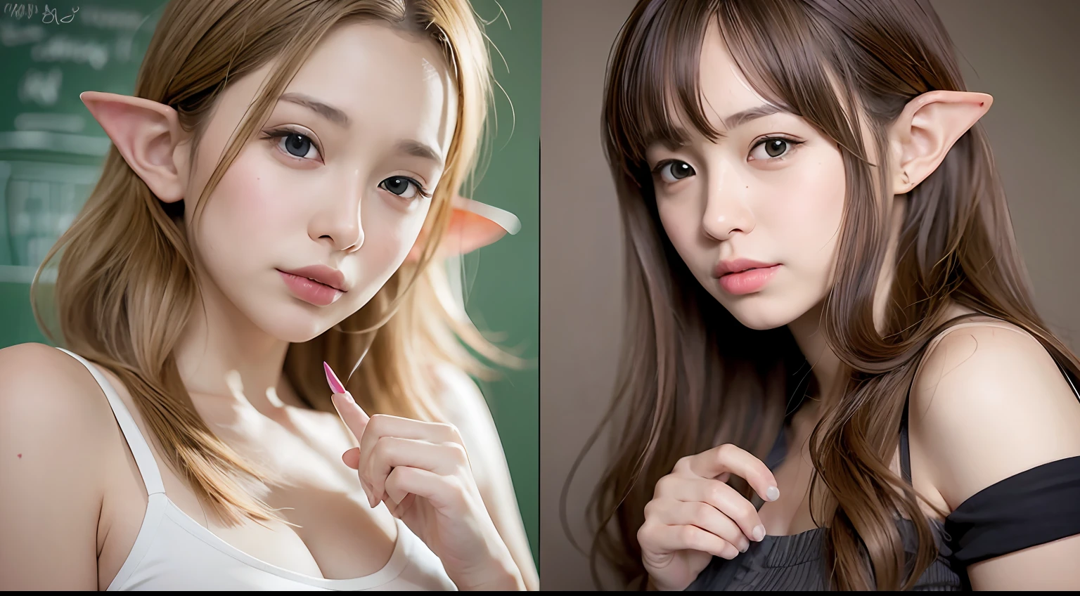 Realistic hand drawn style with cute elf characters、Conducting chemical experiments