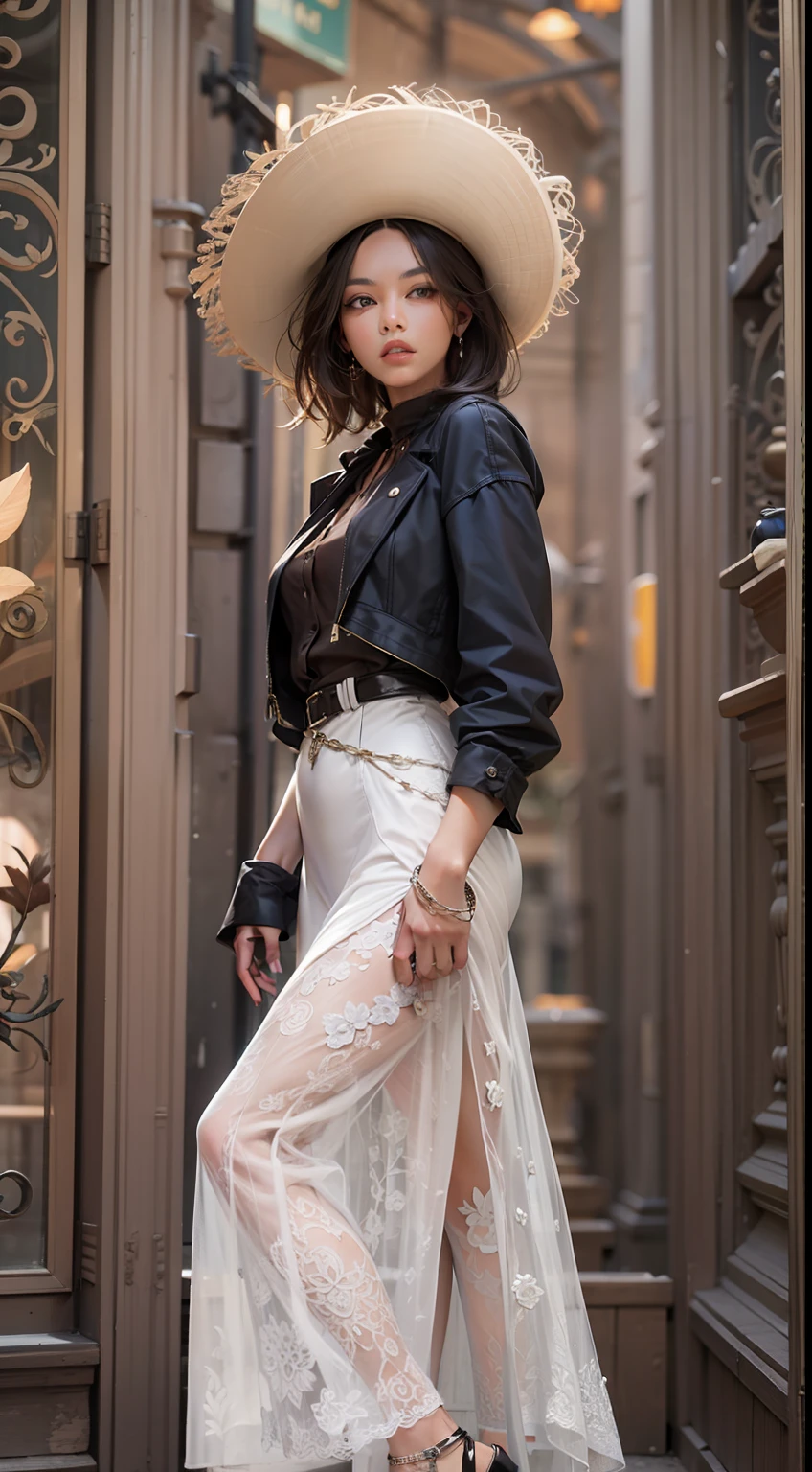 Beautiful woman in intricate Modern Western Outfit