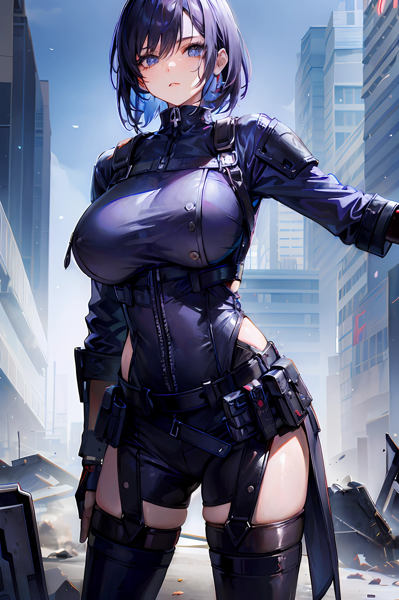 anime girl in a futuristic outfit with a gun in her hand, oppai cyberpunk, female cyberpunk anime girl, digital cyberpunk anime art, badass anime 8 k, smaller boobs, cyberpunk anime girl, best anime 4k konachan wallpaper, cyberpunk anime girl mech, anime cyberpunk art, ghost in the shell art style, cyberpunk anime art, digital cyberpunk - anime art, detailed digital anime art