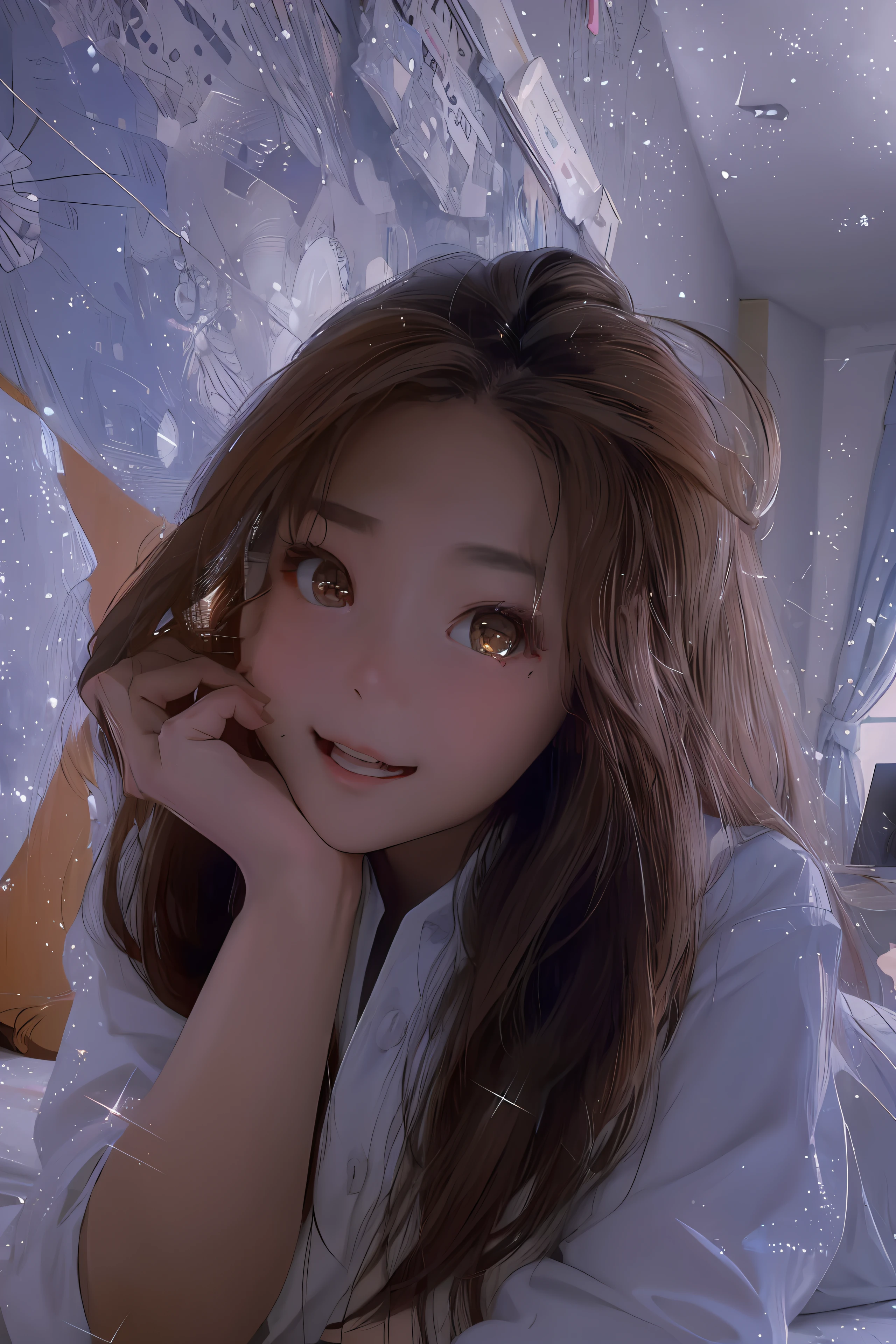 Arapei girl with long hair and white shirt posing for a photo, wan adorable korean face, cute korean actress, tzuyu from twice, 8k selfie photograph, xintong chen, ☁🌪🌙👩🏾, gongbi, young wan angel, jaeyeon nam, with cute - fine - face, ulzzangs, with round face