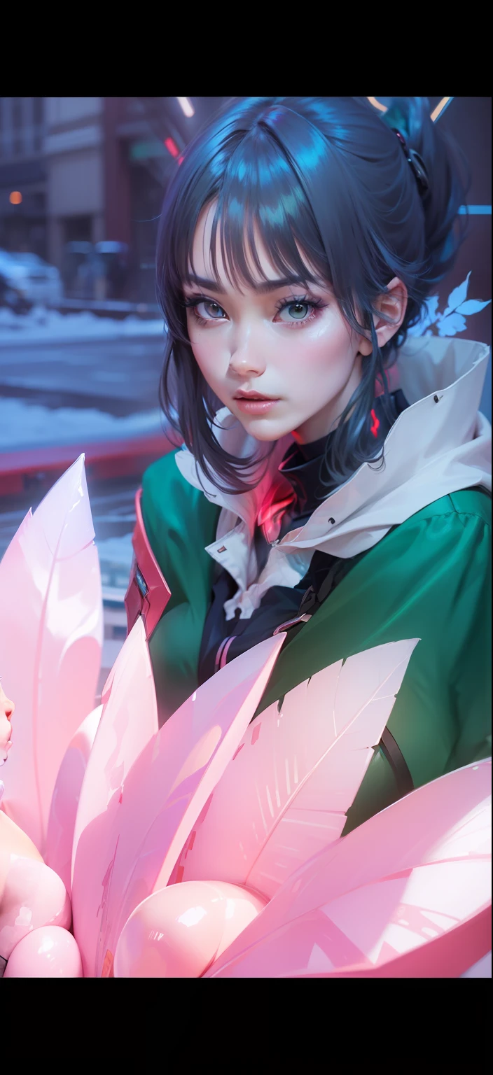 Try Prompts Copy Top quality, 8k, 32k, Masterpiece, close up of a woman in black and red clothes, future anime girl, inspired by Li Shida, cyberpunk anime girl woman, cyberpunk anime girl, female anime character, anime style character, modern cyberpunk anime, cyberpunk anime art, action anime girl woman, detailed anime character art, epic anime style, realistic anime art style, female anime heroine portrait, professional makeup, very big breasted woman, (seductive pose), Sexy, beautiful white face shining, beautiful face, pink cheeks, beautiful lips, porcelain skin, detail intricate, super detailed, super high, highest detailed, high detailed, delicate, incredible detailed, fine detailed, cinematic lighting, top quality, masterpiece, smooth and beautiful, CG , unity, 8k wallpaper, Stunning, fine detail, unity CG wallpaper 8k ultra detailed, large file size, ultra detailed, high resolution, incredible detail, stunning detail, depth of field, oil painting effect in Rembrandt art style, concept portrait art in Stanley Artgerm Lau style, WLOP, trending on Artstation, epic, trend in society, detailed digital painting, very high quality model, guren, blue hair, short hair, black eyes, green clothes, city background.