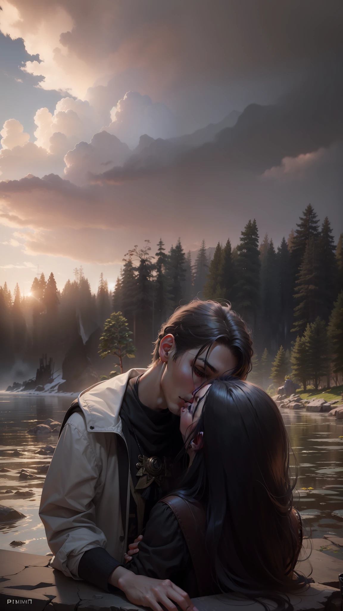 (8K, primitive, professinal, best qualtiy, tmasterpiece:1.2), (realisticlying,realisticlying:1.37), Hyper-detailing, (Portrait), (highest detailed skin:1.2), (Face in the highest detail:1.2), cinmatic lighting,Positive boy,Back girl