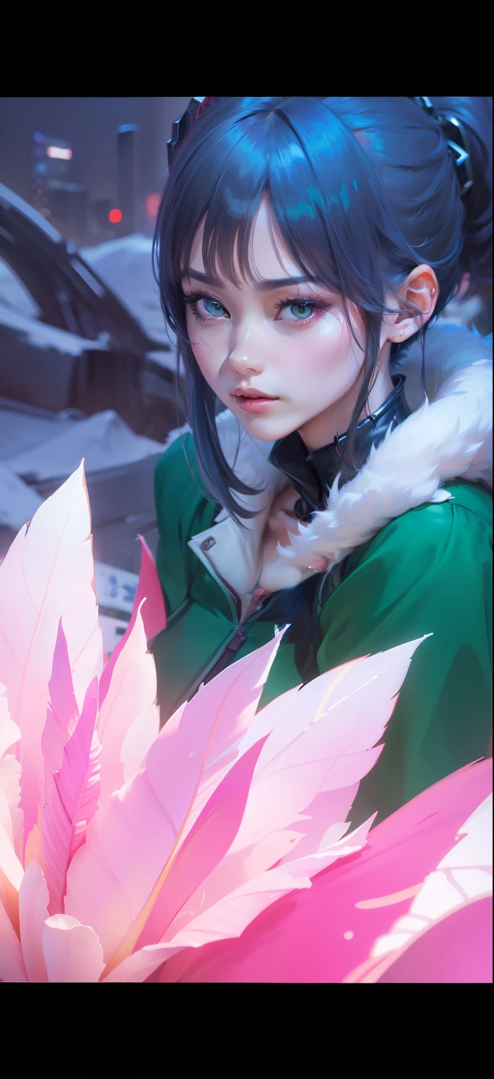 Try Prompts Copy Top quality, 8k, 32k, Masterpiece, close up of a woman in black and red clothes, future anime girl, inspired by Li Shida, cyberpunk anime girl woman, cyberpunk anime girl, female anime character, anime style character, modern cyberpunk anime, cyberpunk anime art, action anime girl woman, detailed anime character art, epic anime style, realistic anime art style, female anime heroine portrait, professional makeup, very big breasted woman, (seductive pose), Sexy, beautiful white face shining, beautiful face, pink cheeks, beautiful lips, porcelain skin, detail intricate, super detailed, super high, highest detailed, high detailed, delicate, incredible detailed, fine detailed, cinematic lighting, top quality, masterpiece, smooth and beautiful, CG , unity, 8k wallpaper, Stunning, fine detail, unity CG wallpaper 8k ultra detailed, large file size, ultra detailed, high resolution, incredible detail, stunning detail, depth of field, oil painting effect in Rembrandt art style, concept portrait art in Stanley Artgerm Lau style, WLOP, trending on Artstation, epic, trend in society, detailed digital painting, very high quality model, guren, blue hair, short hair, black eyes, green clothes, city background.