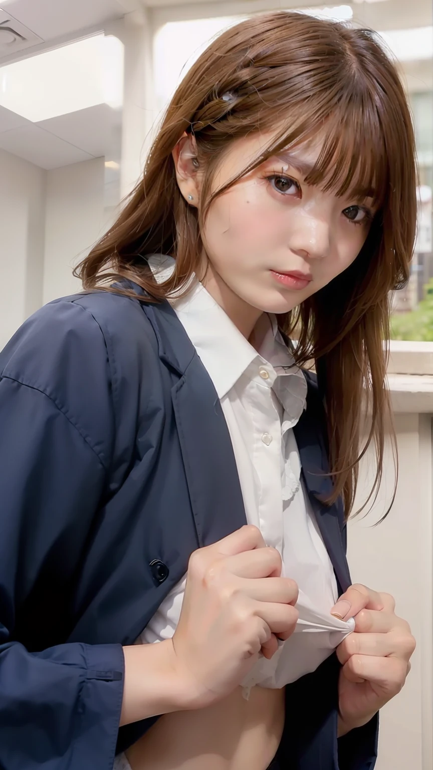 Brown hair、Floating hair、Braided hair