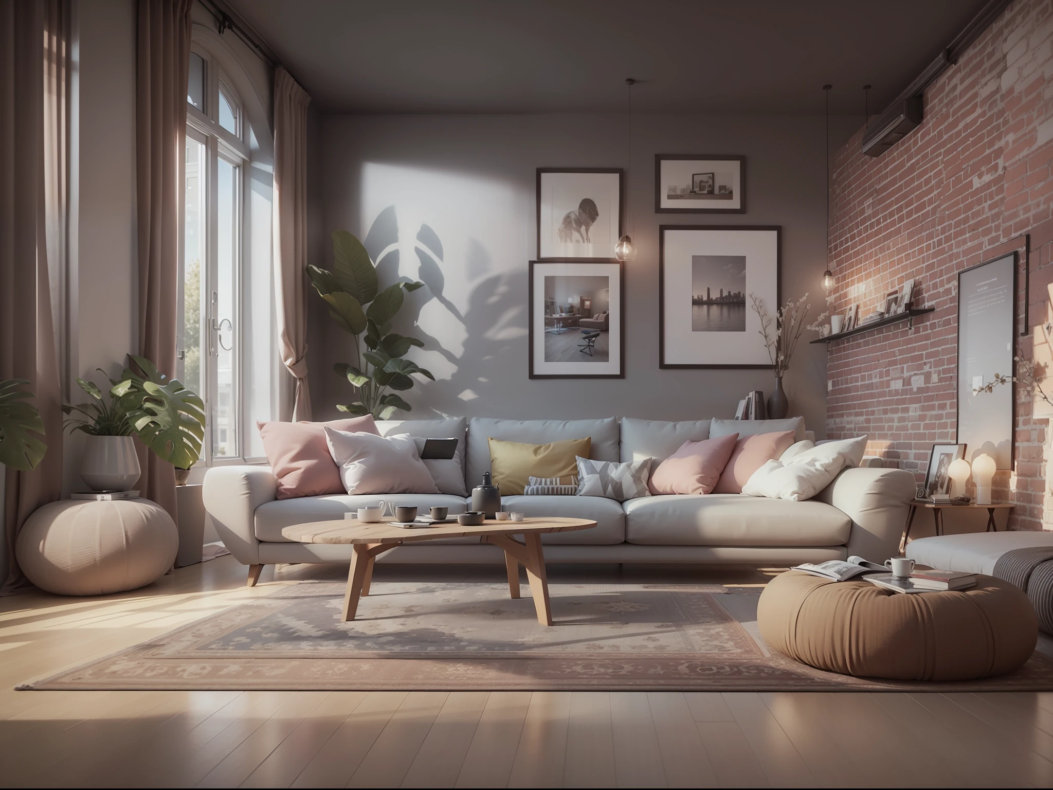arafed living room with a large couch, a chair, and a coffee table, well lit 3 d render, high quality 3d render, high quality 3 d render, in style of 3d render, high quality rendering, excellent 3d render, award winning render, with photorealistic lighting, rendered in corona, Modern living room, archviz