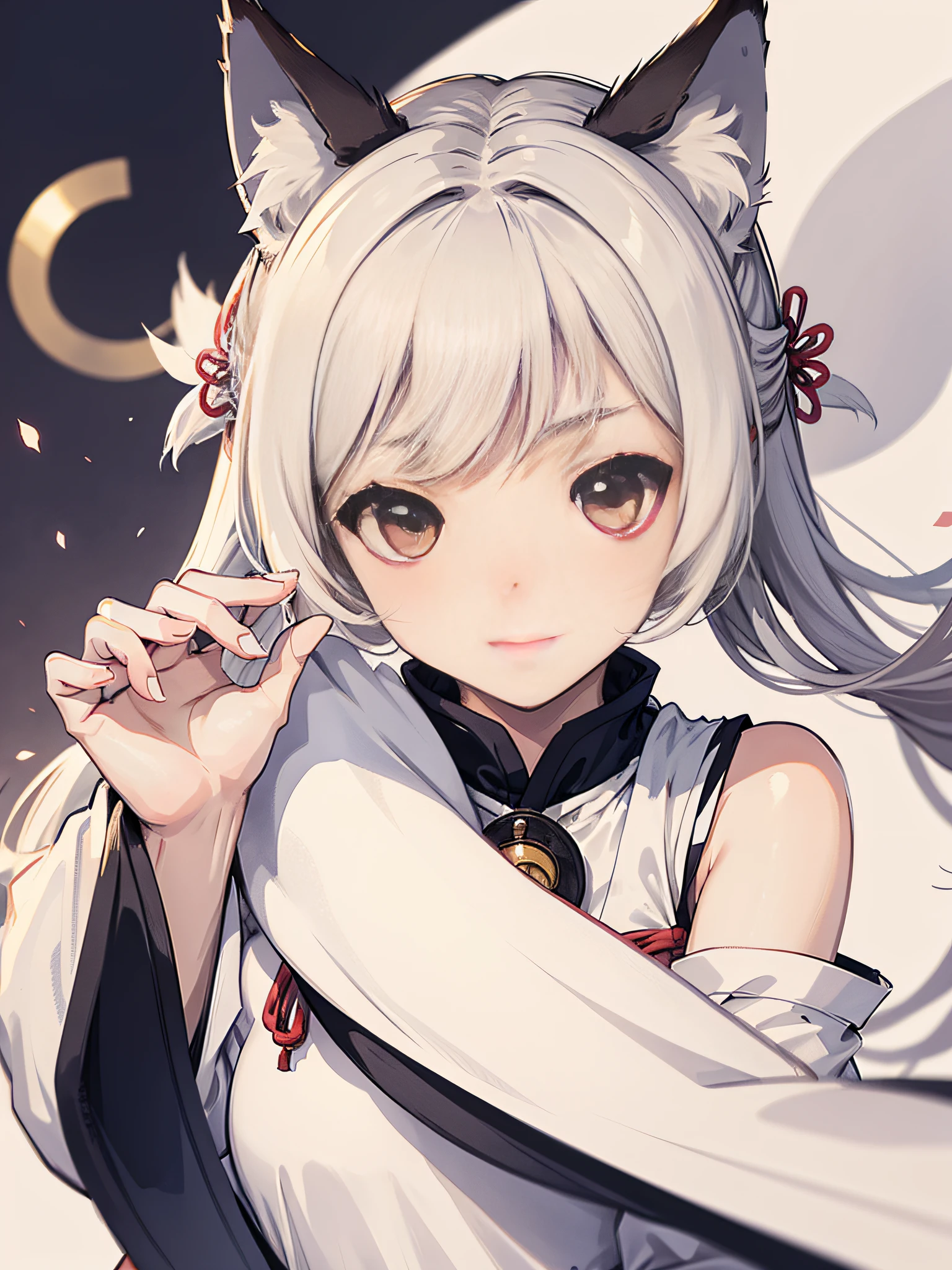 Furry,Close up to the face，Fox,Female,Cute,White dress,komono