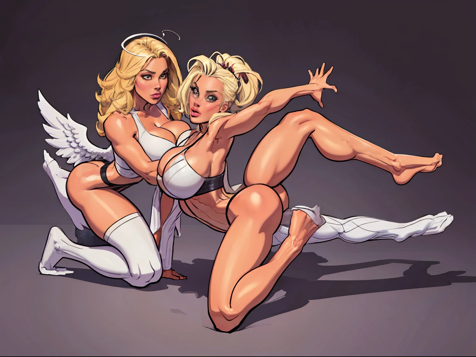 ((masterpiece)),(((best quality))),((character design sheet)), illustration,1man, environment Scene change, jumping, legs spread wide,ass up, breasts touch floor, muscular, white skin, white legs, thick legs,angel halo, scribbles and marks, fire, ((detailed face:1.1)), rough sketches, pose too, blonde and white color palette, 8k,16k, (simple background, light background: 1.3)