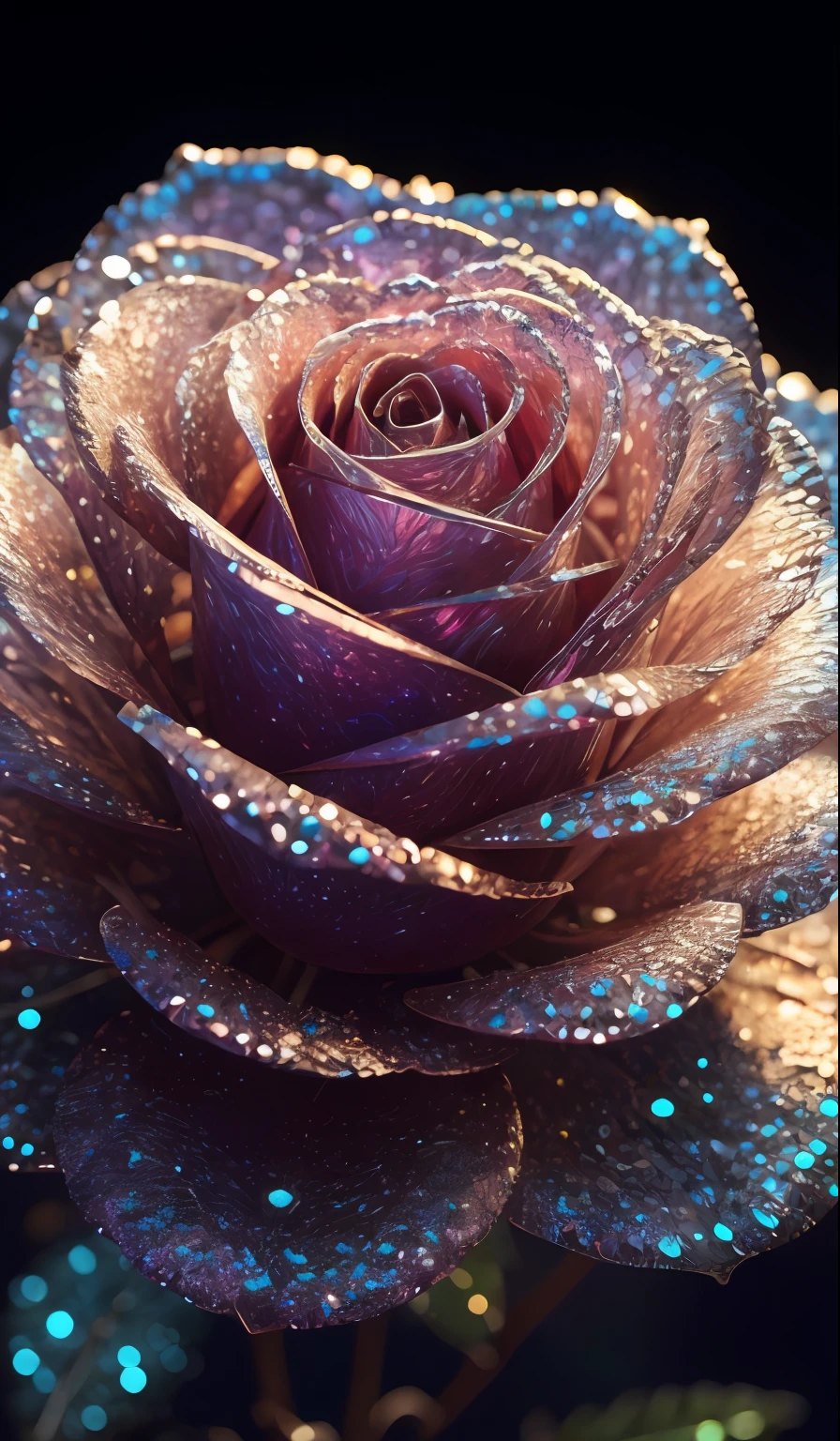 Crystal rose, fanciful, galaxias, cleanness, glittery, glittery, Splendor, Colorful, Amazing photography, dramatic lighting, photo-realism, ultra - detailed, 4K, depth of fields, A high resolution