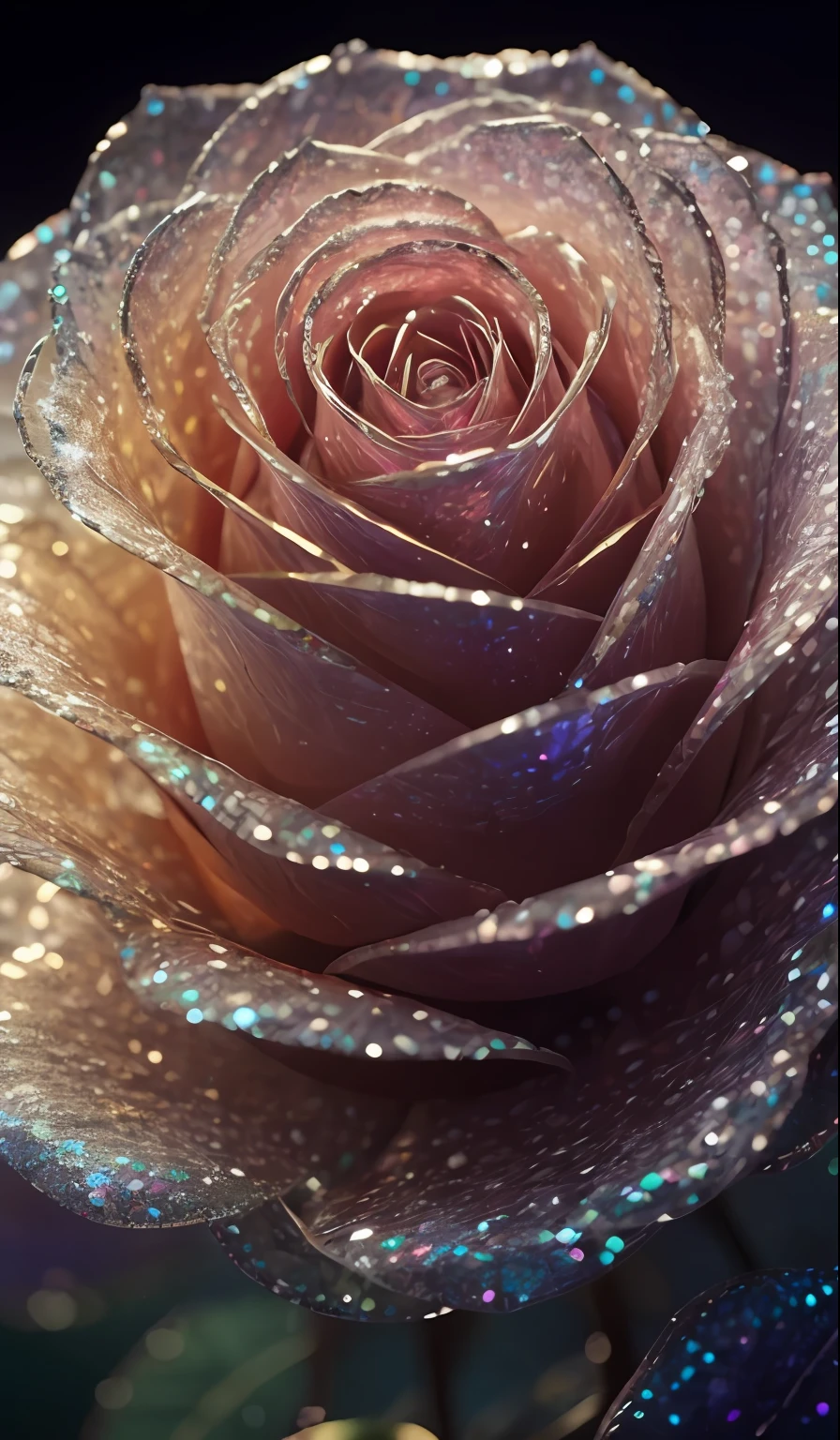 Crystal rose, fanciful, galaxias, cleanness, glittery, glittery, Splendor, Colorful, Amazing photography, dramatic lighting, photo-realism, ultra - detailed, 4K, depth of fields, A high resolution