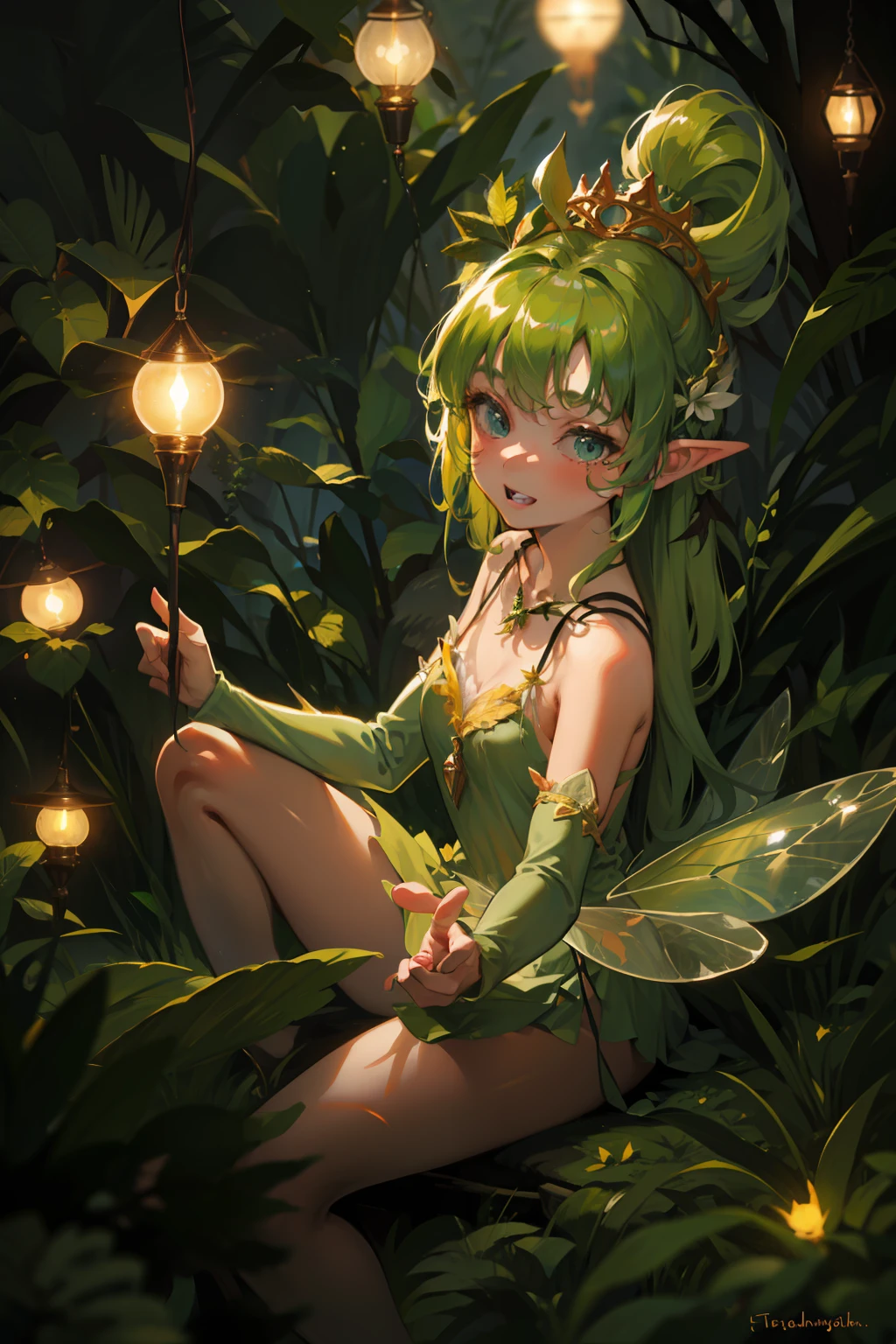 fun, cute forest fairies, Tinkerbell, movie lighting,Looking at the camera