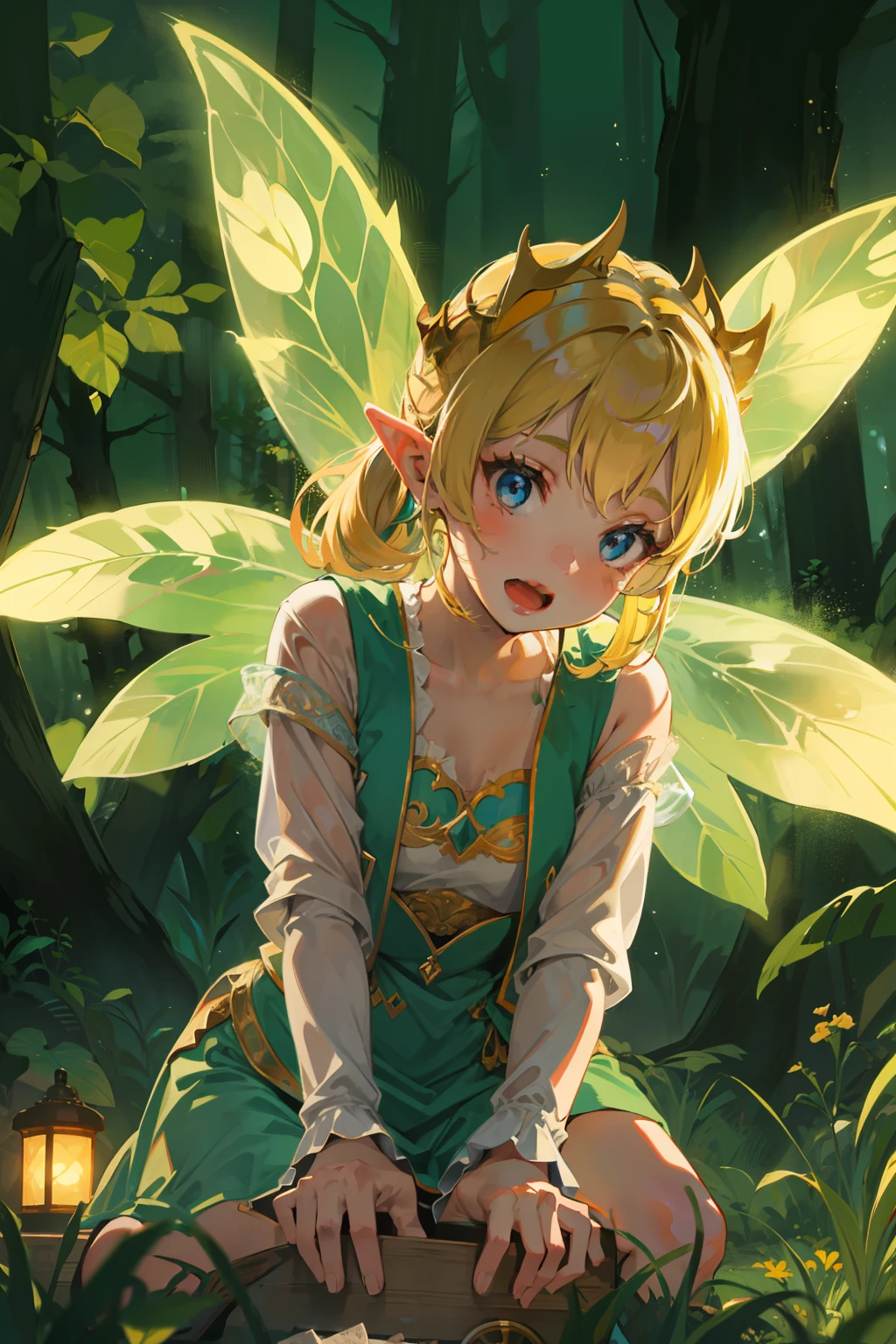 fun, cute forest fairies, Tinkerbell, movie lighting,Looking at the camera